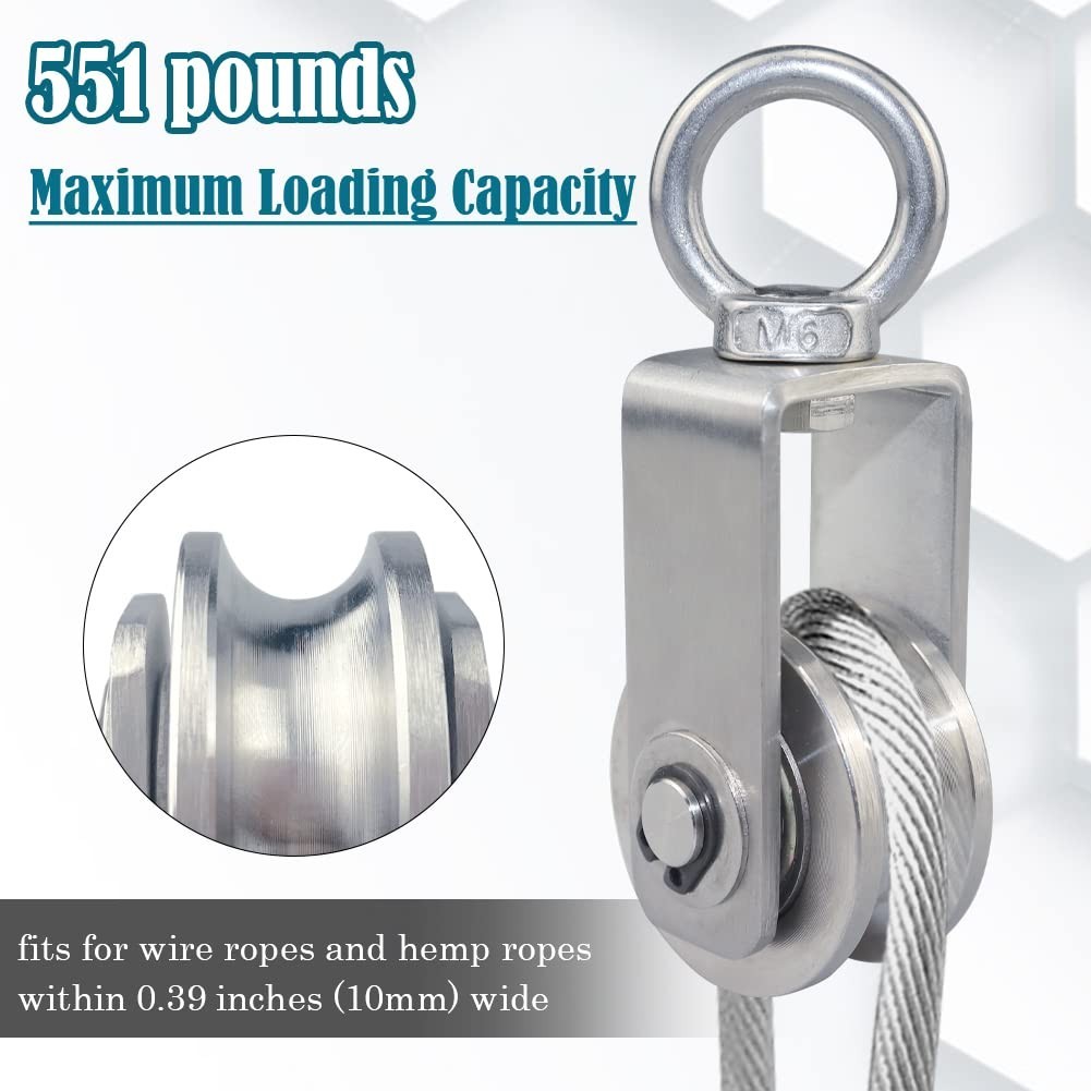 Versatile Cable Pulley Wheel 2 Pack – Stainless Steel, Heavy Duty, 360° Rotation