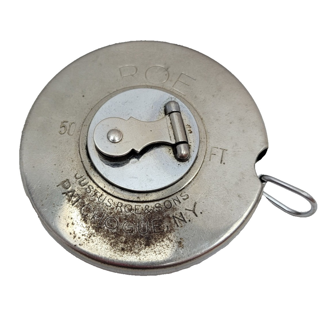 1948 Roe Standard 50 Ft. Tape Measure Justus Roe & Sons Patchogue NY Vintage