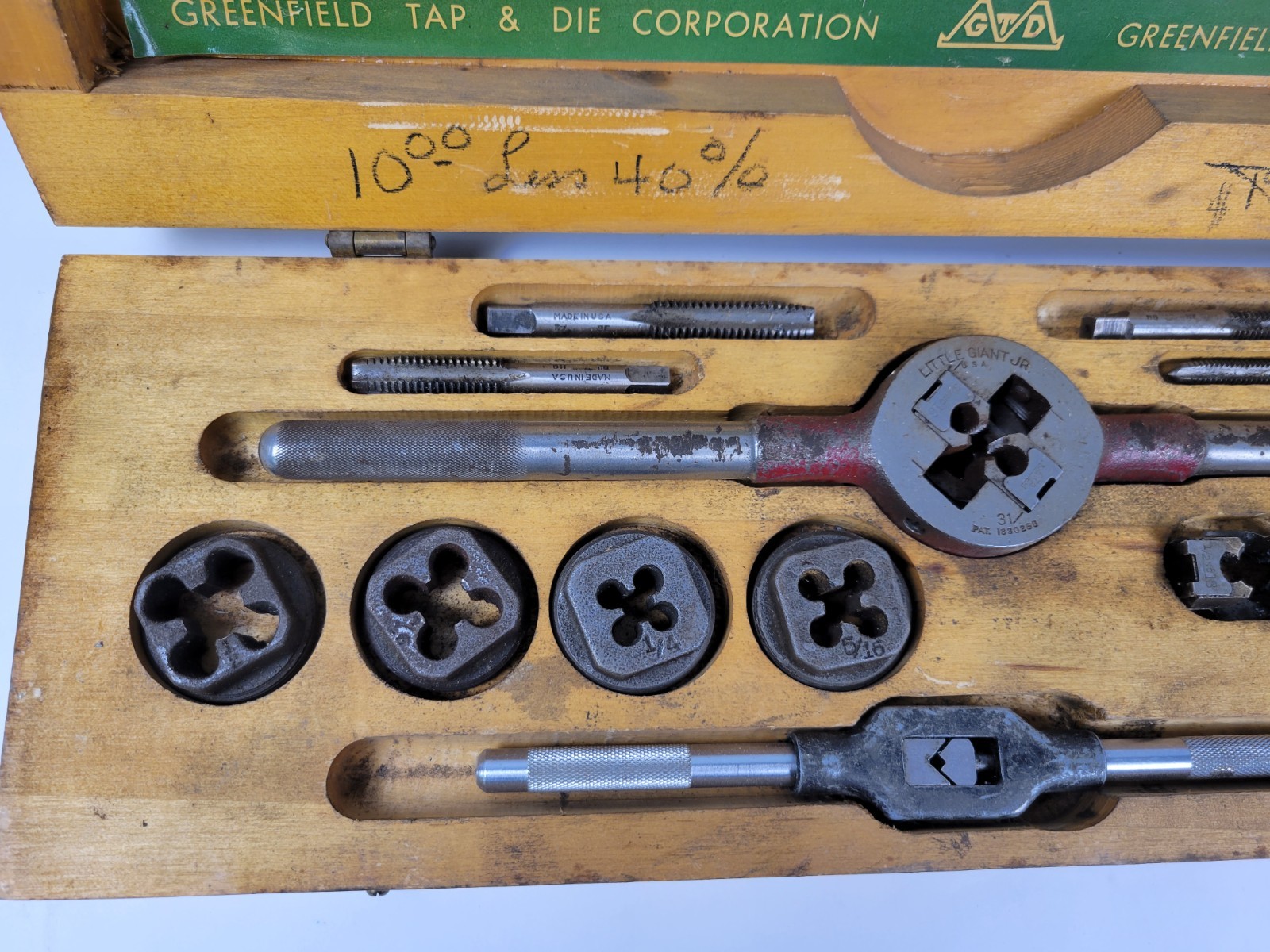 Vintage Greenfield Little Giant Jr. No.301 Tap And Die Set In Wood Box