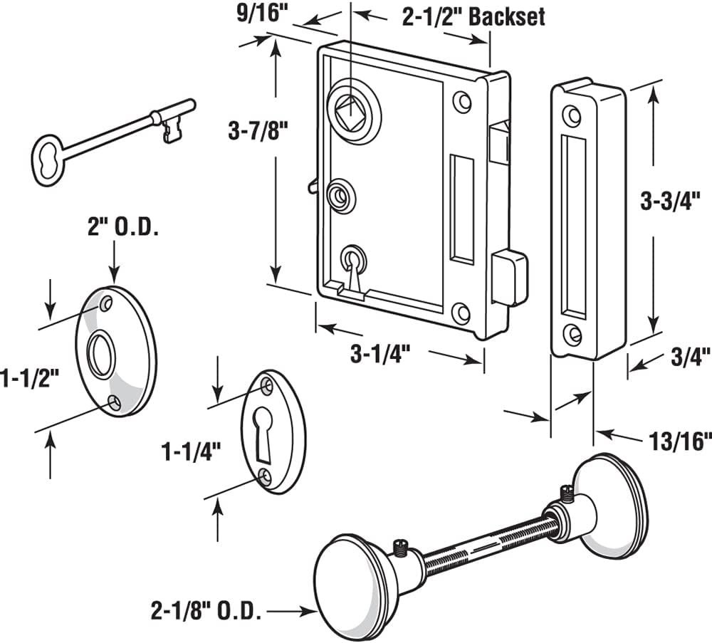 Surface Mounted Vintage Lock Set with Cast Steel & Brass Knobs – E 2437