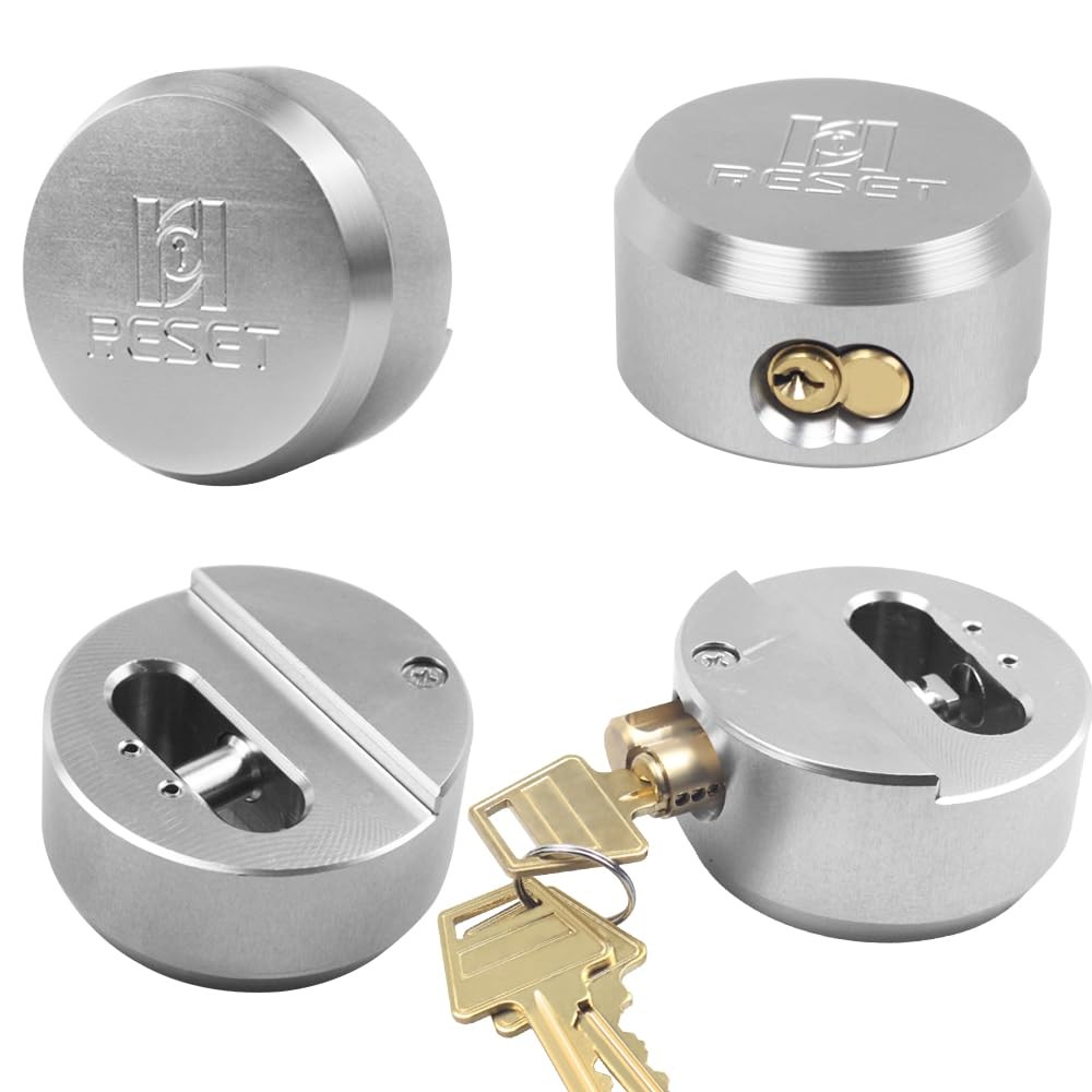 -903 2 Pack Keyed Alike Puck Locks, 2-7/8″ Hidden Shackle Padlocks with Keys,…