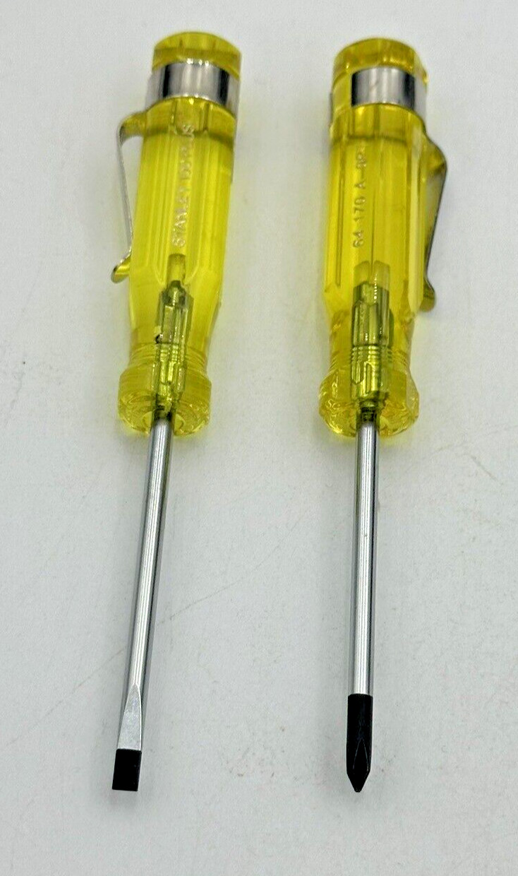 Pocket Screwdriver Set, Stanley Pocket Clip, Cross & Flat Blades, 100 Plus NOS