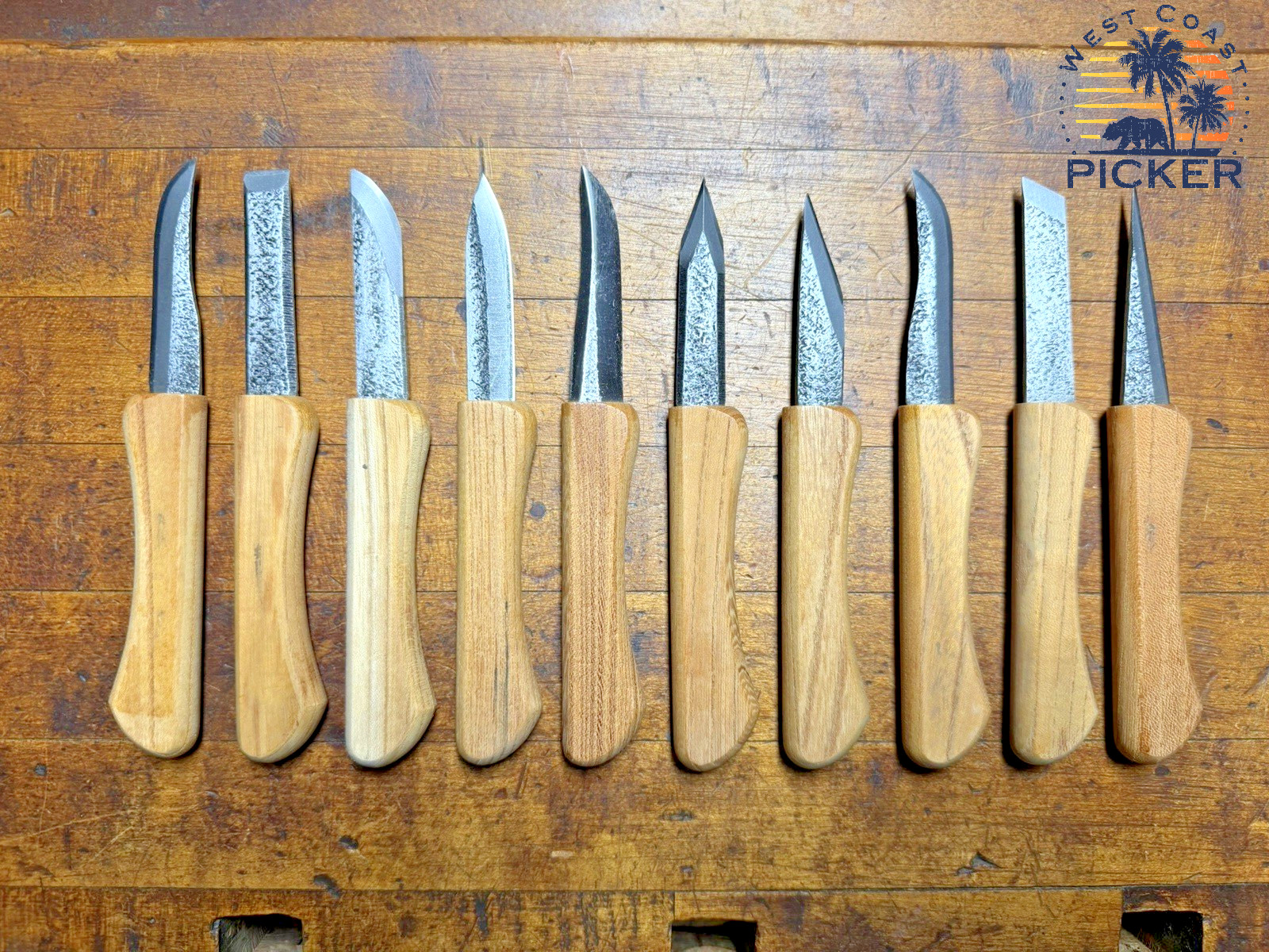 Set of 10 Japanese Professional Wood Carving Chisels Carving Knives Damascus