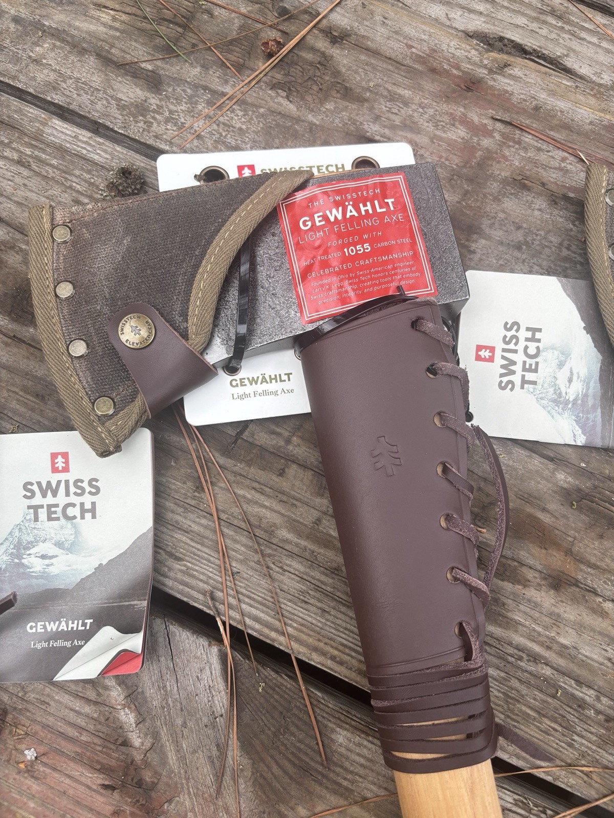 3 New The Swisstech Gewahlt Light Felling Axe Forged Carbon Steel. 2.25 Lbs Head