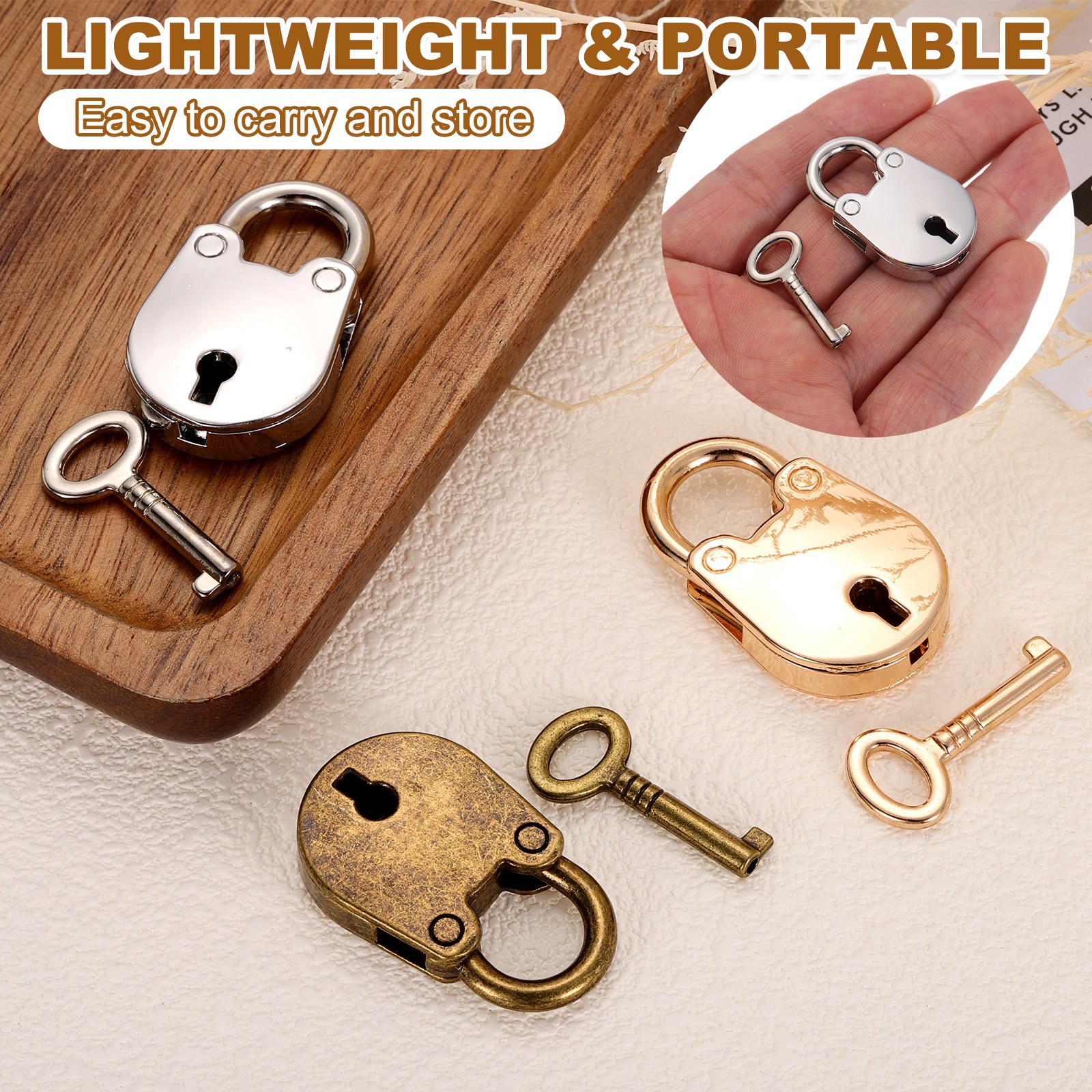 Mini Diary Padlock, Small Bear Lock with Keys Silver