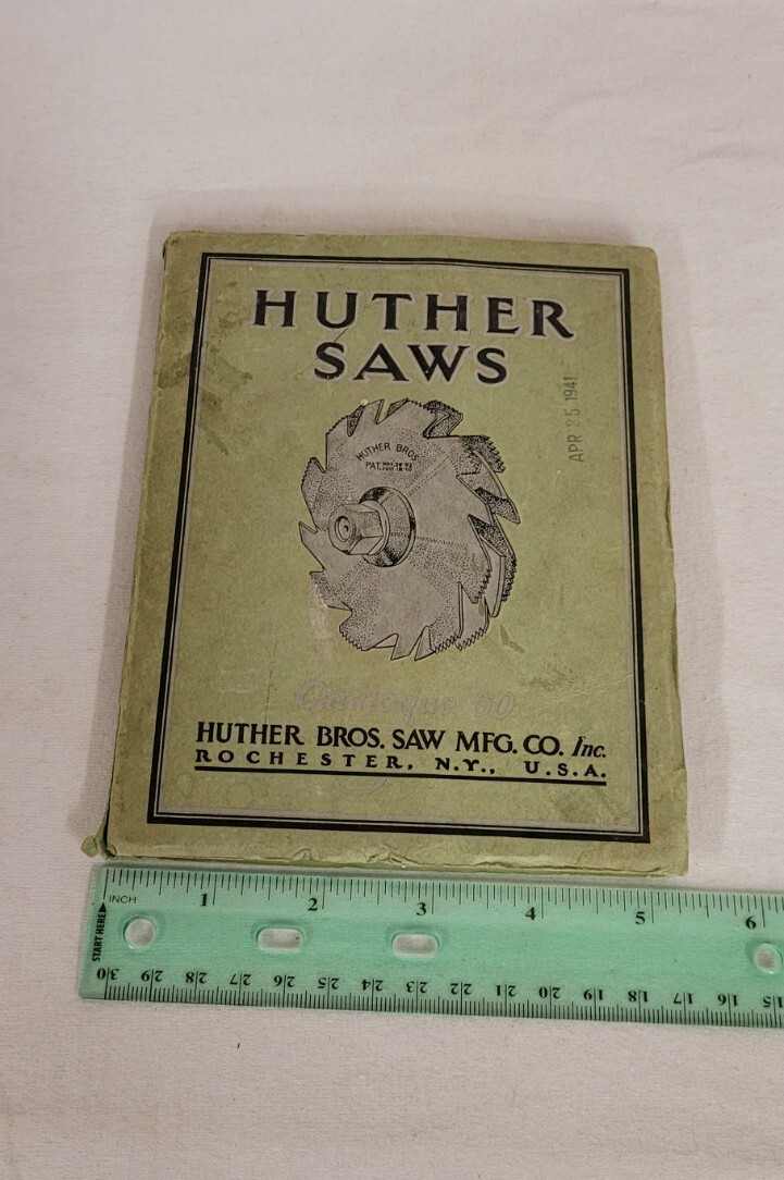 🇺🇲Huther Saws Catalog Book #60 1940/1950 & Factory Price Sheet Rochester NY