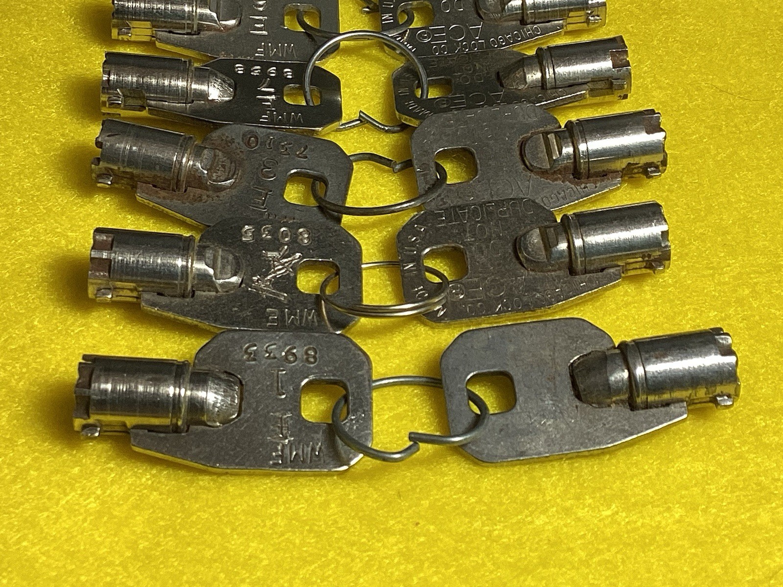 Lot of 10 VTG Tubular Barrel Keys Round Vending Machine Ace Chicago Lock Co. Key