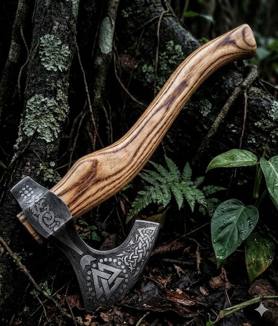Handmade High Carbon steel Viking Axe Ash Wood Handle Hunting Camping OutdooTool
