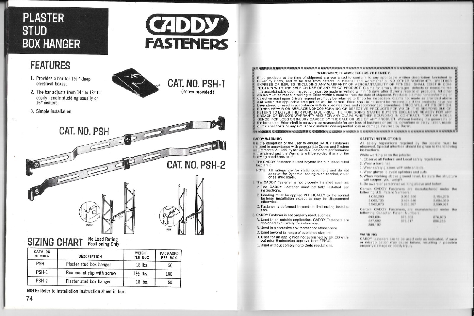 1979 CADDY FASTENERS For The Construction Industry Catalog, Erico Products