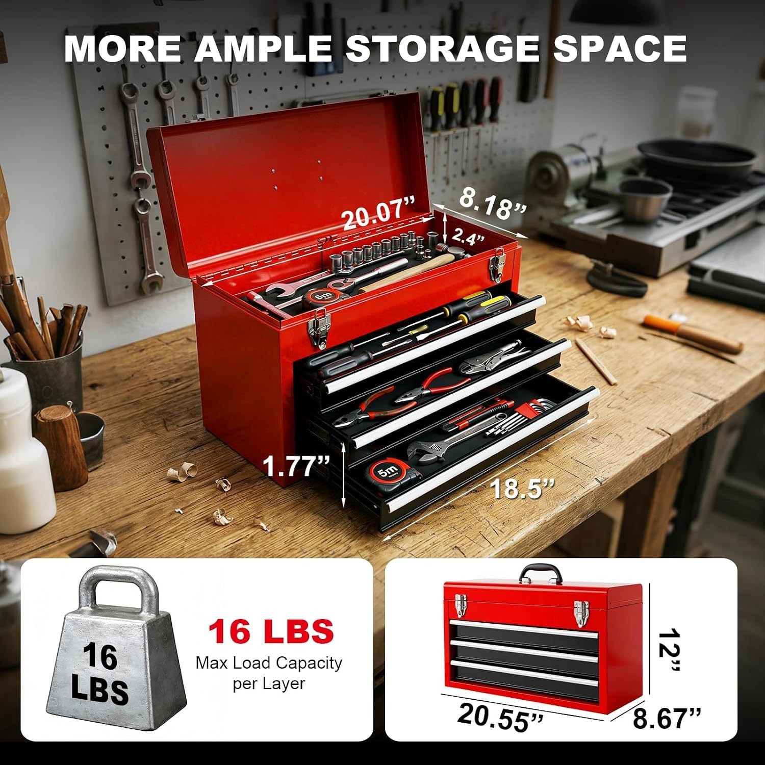 Compact 4-Drawer Tool Box – Water-Resistant & Powder-Coated Steel Construction