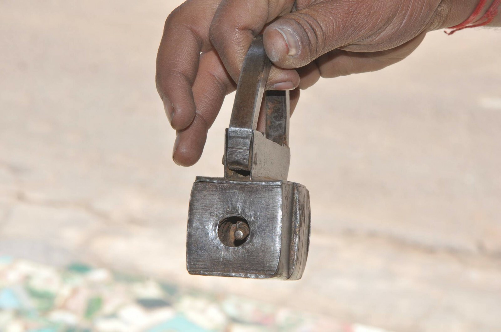 Vintage Iron Solid Handcrafted Brass Fitted Screw System Padlock, Rich Patina