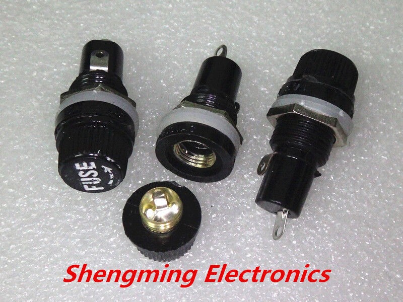 10PCS Panel Mount Fuse Holder 5x20mm 15A 125V AC 10A 250V AC for M205 5*20