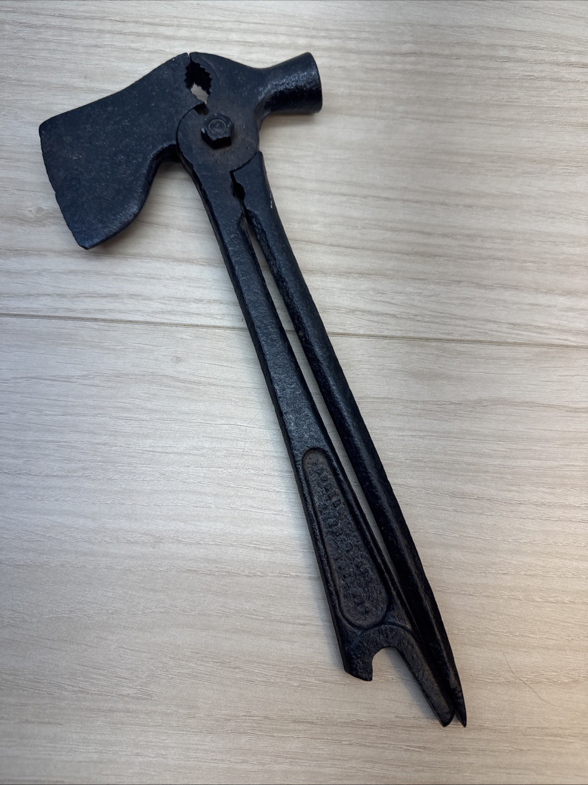 Antique Farmers Ever Ready Multi Tool Axe Hammer Pliers Fence Tool Cast Iron