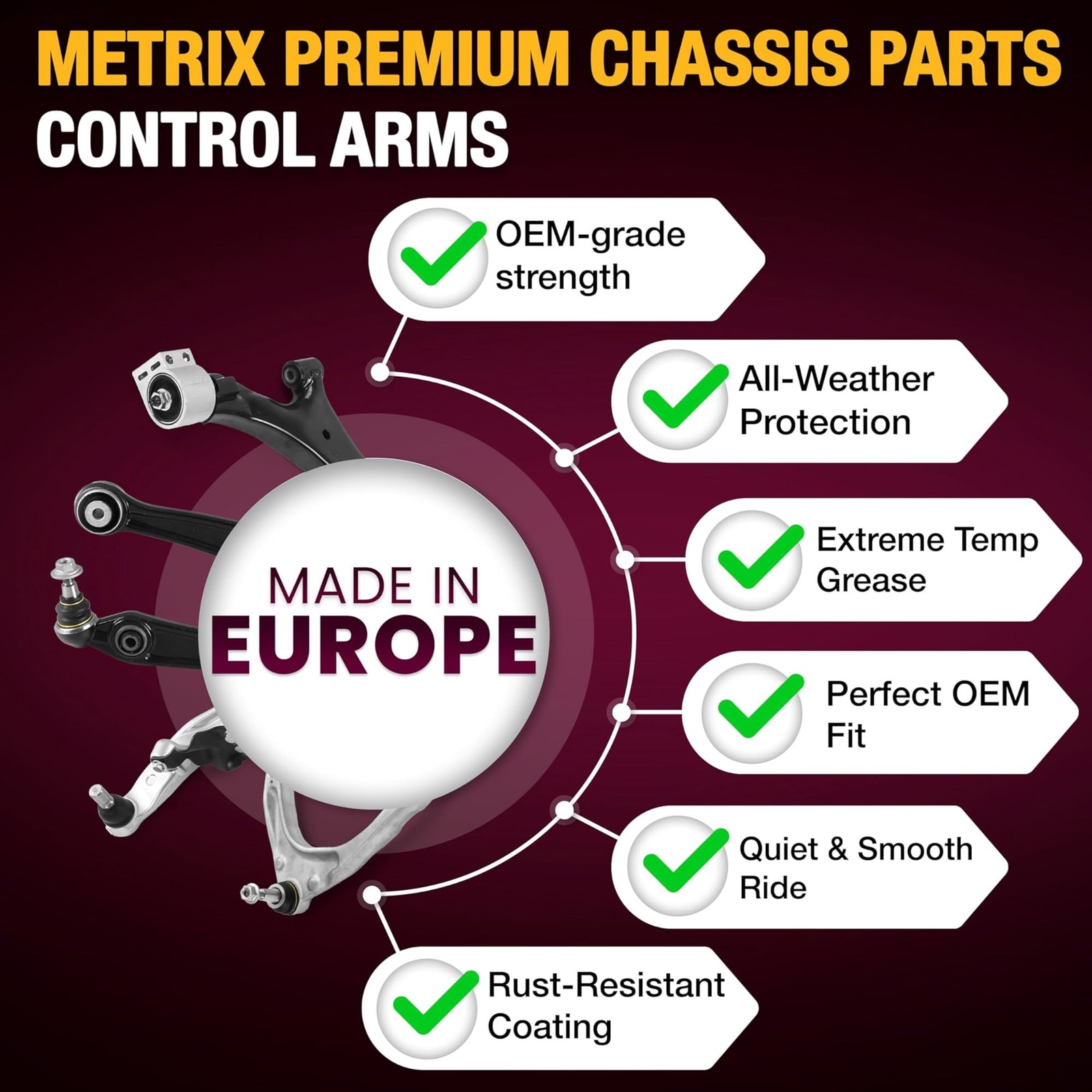Metrix Premium Chassis Parts – Front Left & Right Upper Control Arm w Ball Jo…