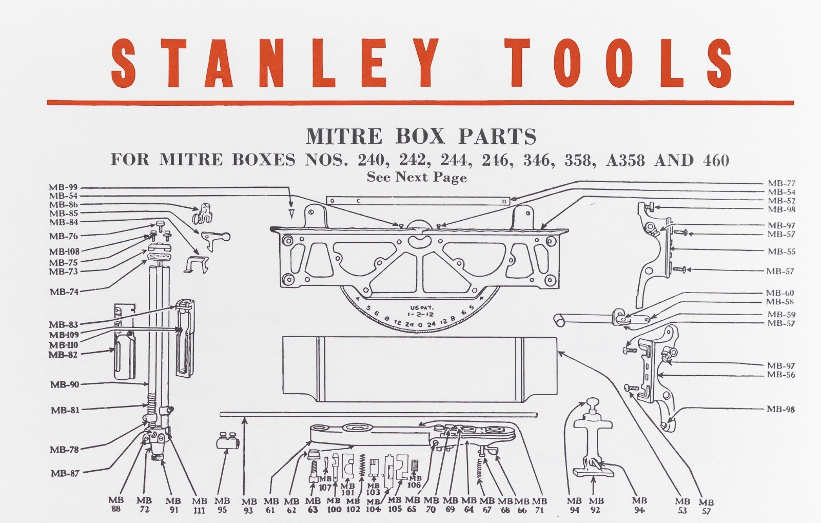 Stanley Mitre Box Replacement Swivel (Complete) Part MB71 For No. 460