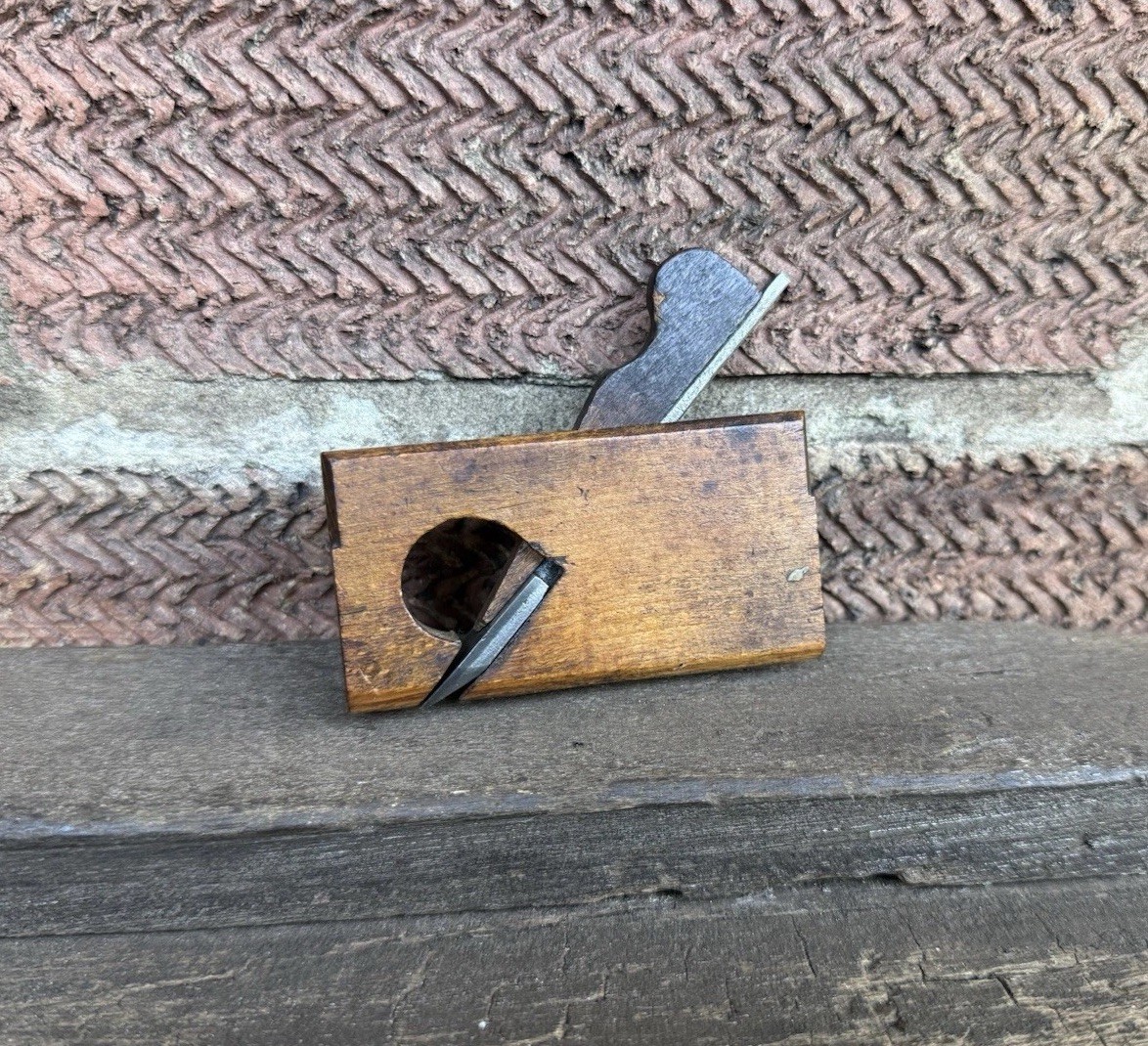 Antique Luthier’s Miniature 3” Hollow Moulding Plane Thumb Violin Plane Tool