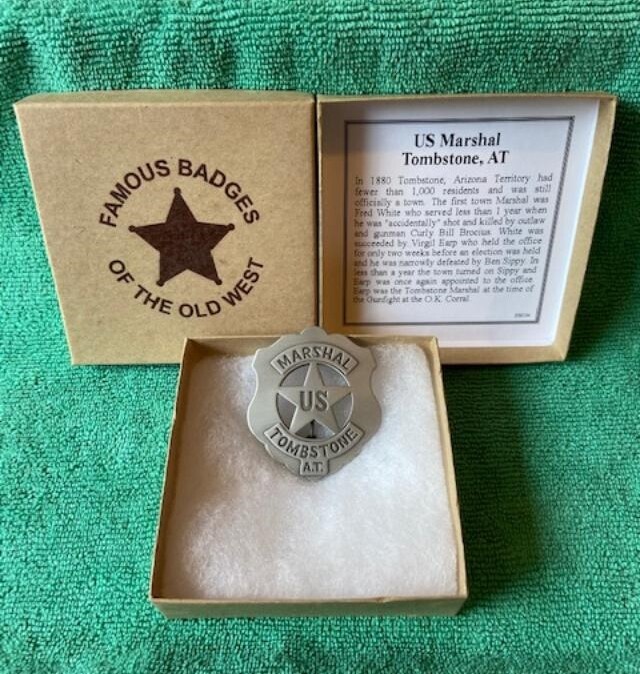 Old Western REPLICA REPRODUCTION OF US Marshal Tombstone A.T. Badge BOXED