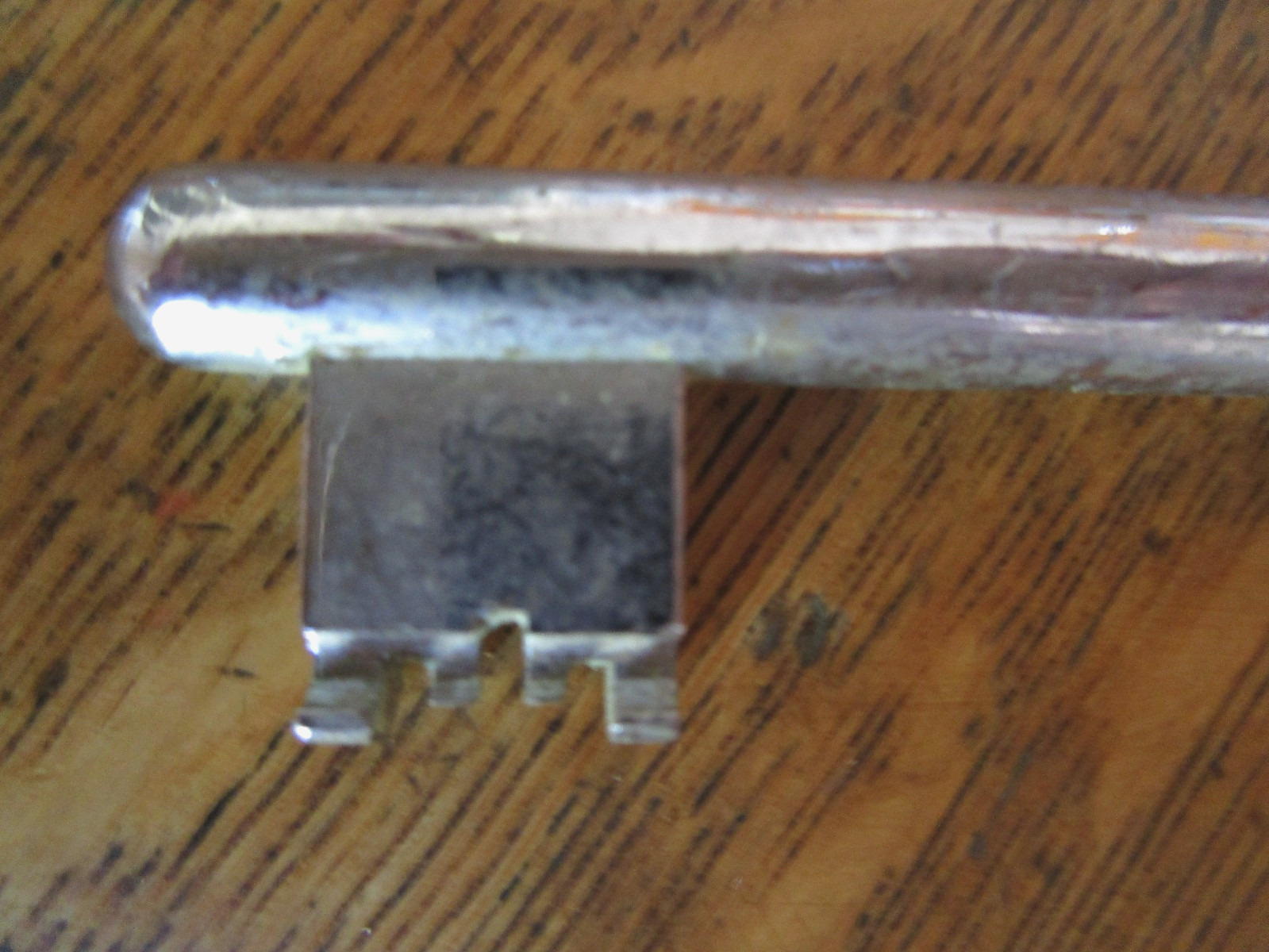 Antique Vintage Sold Brass Nickel Plated Unusual Skeleton Key Unknown Maker Jail