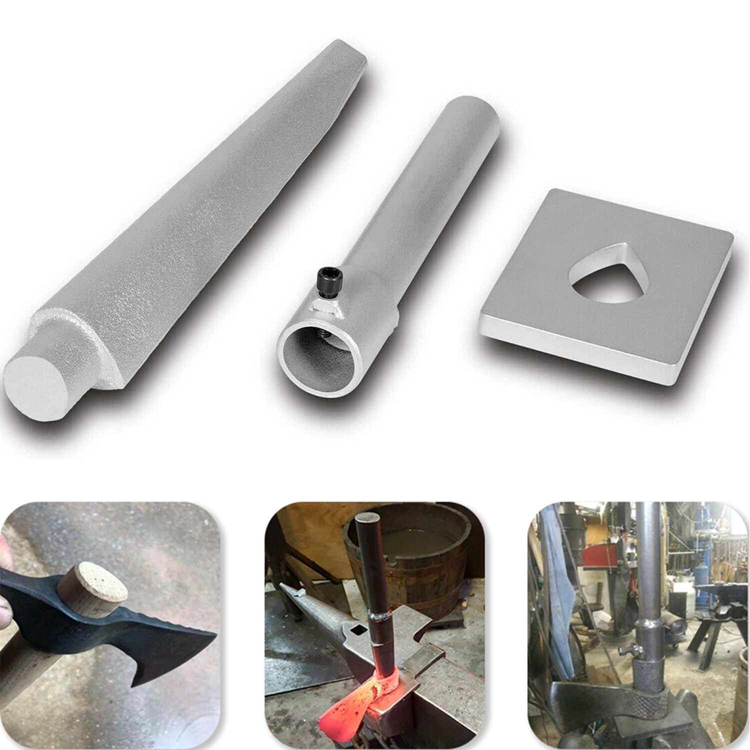 Tomahawk Eye Drift/Mandrel Blacksmith Tool Set Includes Drift, Holder & Plate