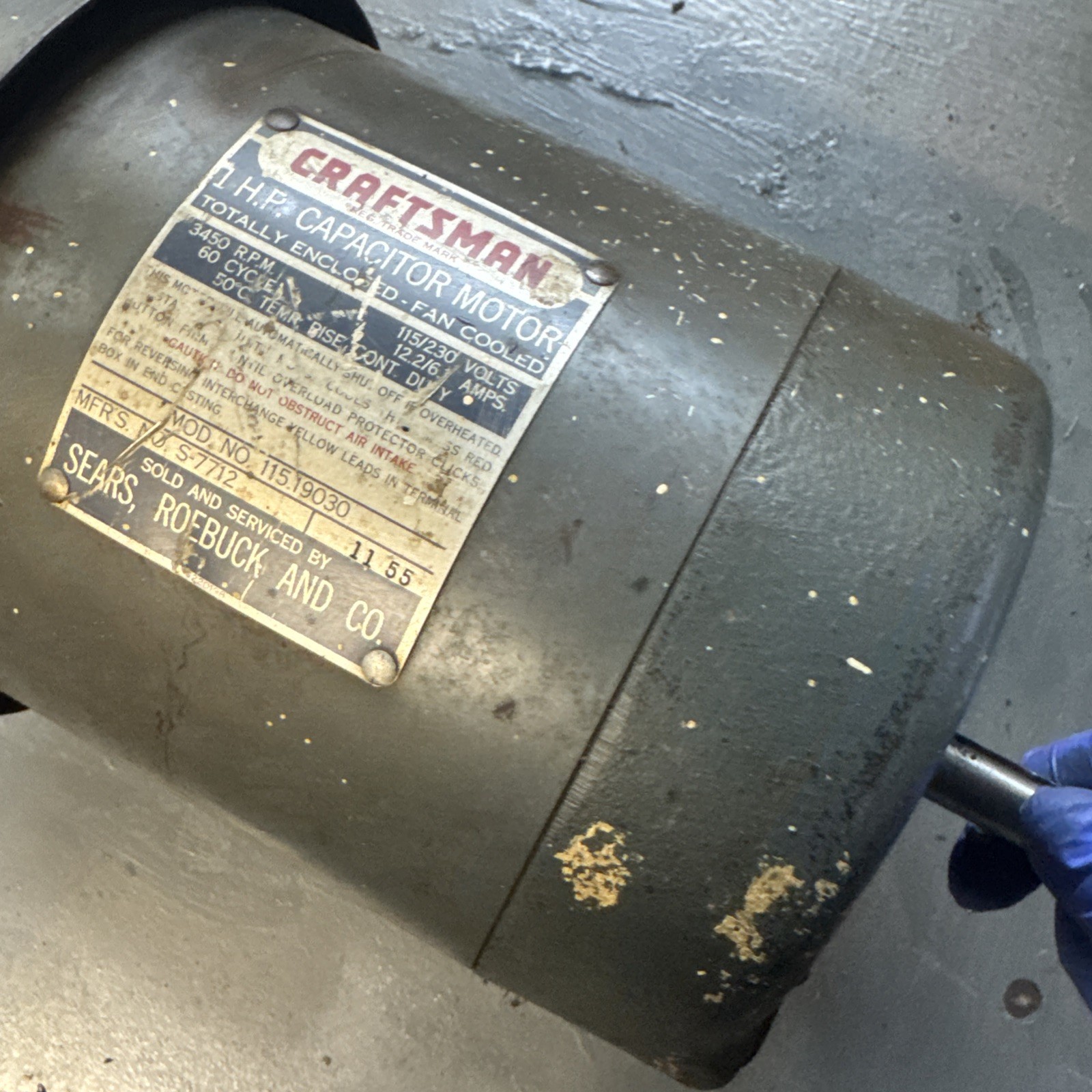 Craftsman 1 HP Capacitor Motor 115.19030 115/230v 3450 RPM Fan Cooled