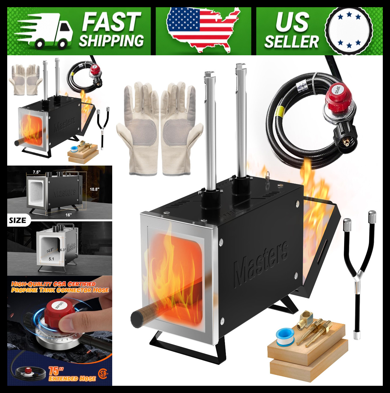 MMasters 2-Burner Propane Forge Kit for Blacksmithing & Knife Making
