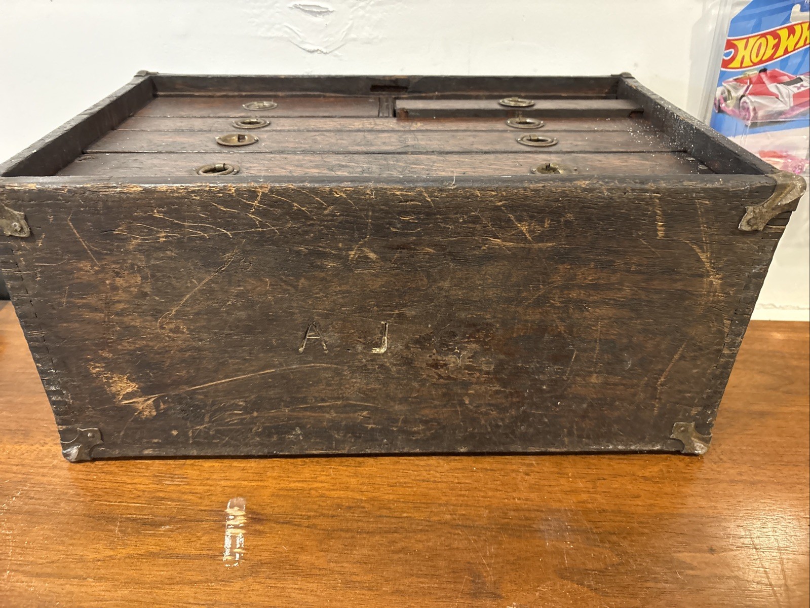 Antique UNION Oak Machinist Tool Chest 6 Drawer Wood Tool Box Cabinet Hardware m