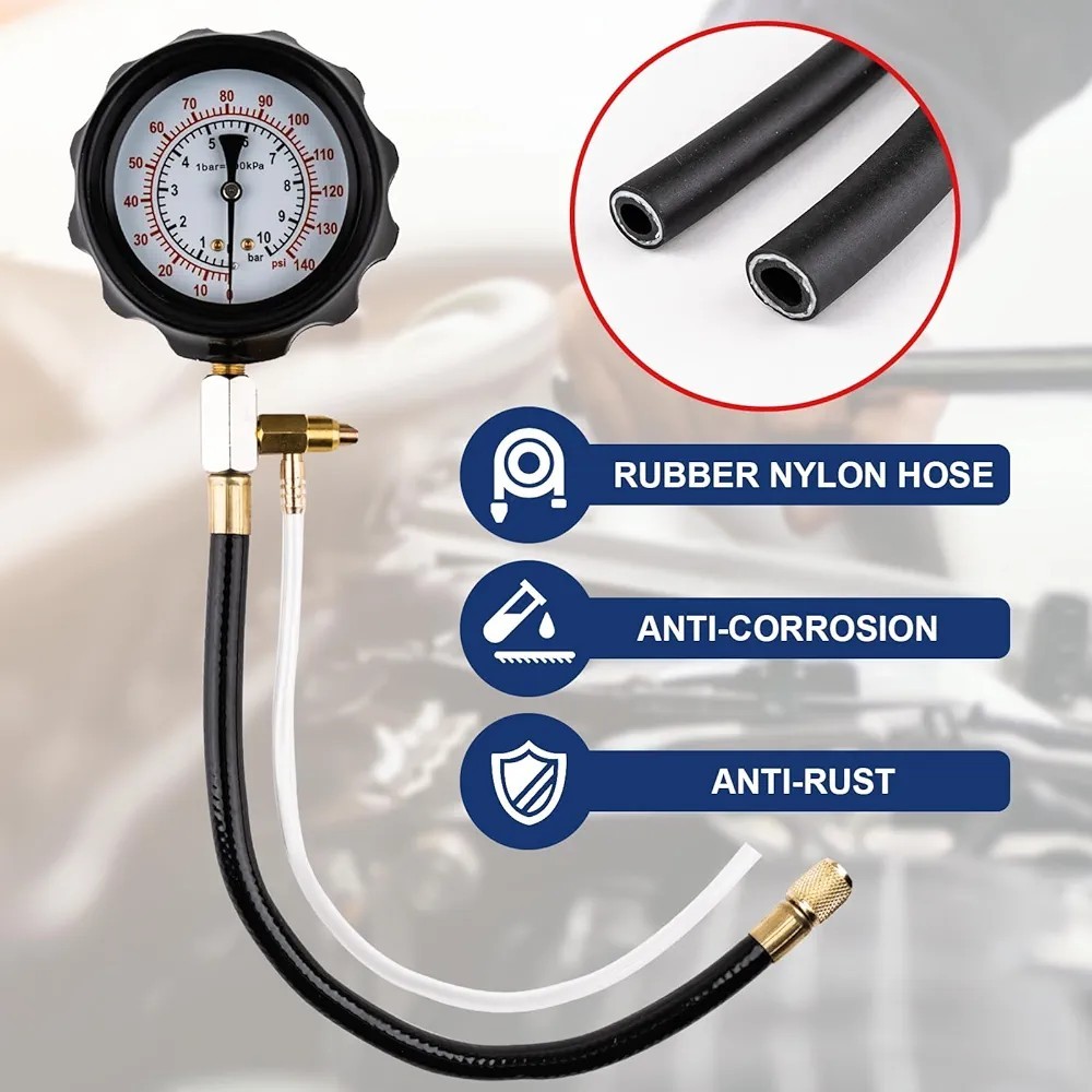 0-140PSI Fuel Pressure Tester Kit, TU-114 Oil Pressure Gauge Kit, Injection Pump