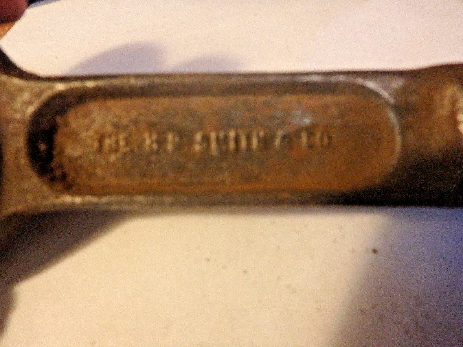 4S- vintage 9″ open end 1 1/16″ wrench- H.D. Smith PERFECT HANDLE – wood handle