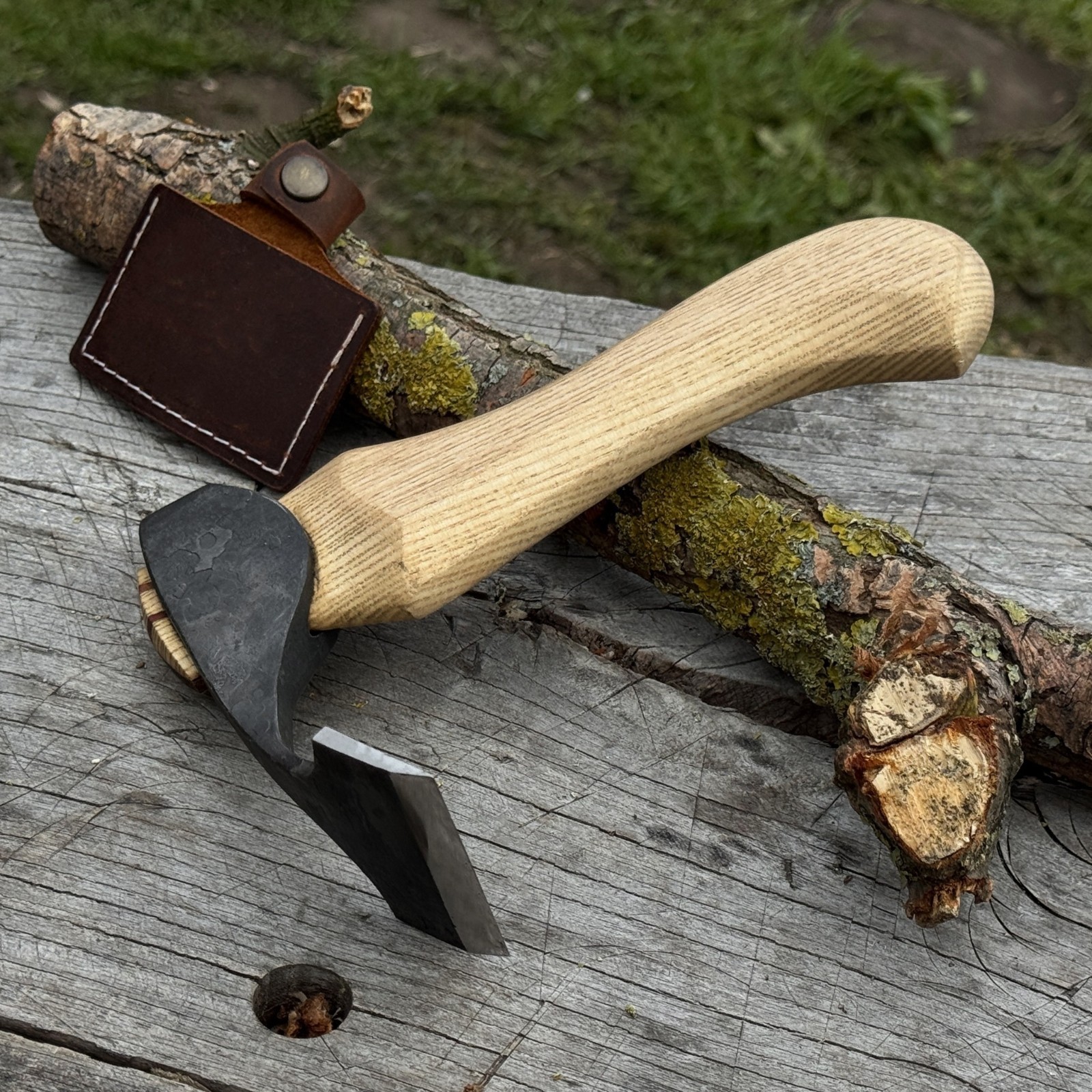 8.66” Hand Forged Small Adze 52100 Carbon Steel Spoon Carving Axe Sharky Tool