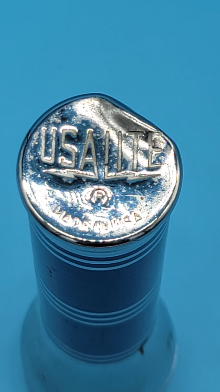 Vintage USALITE Blue & Silver Flashlight Tested