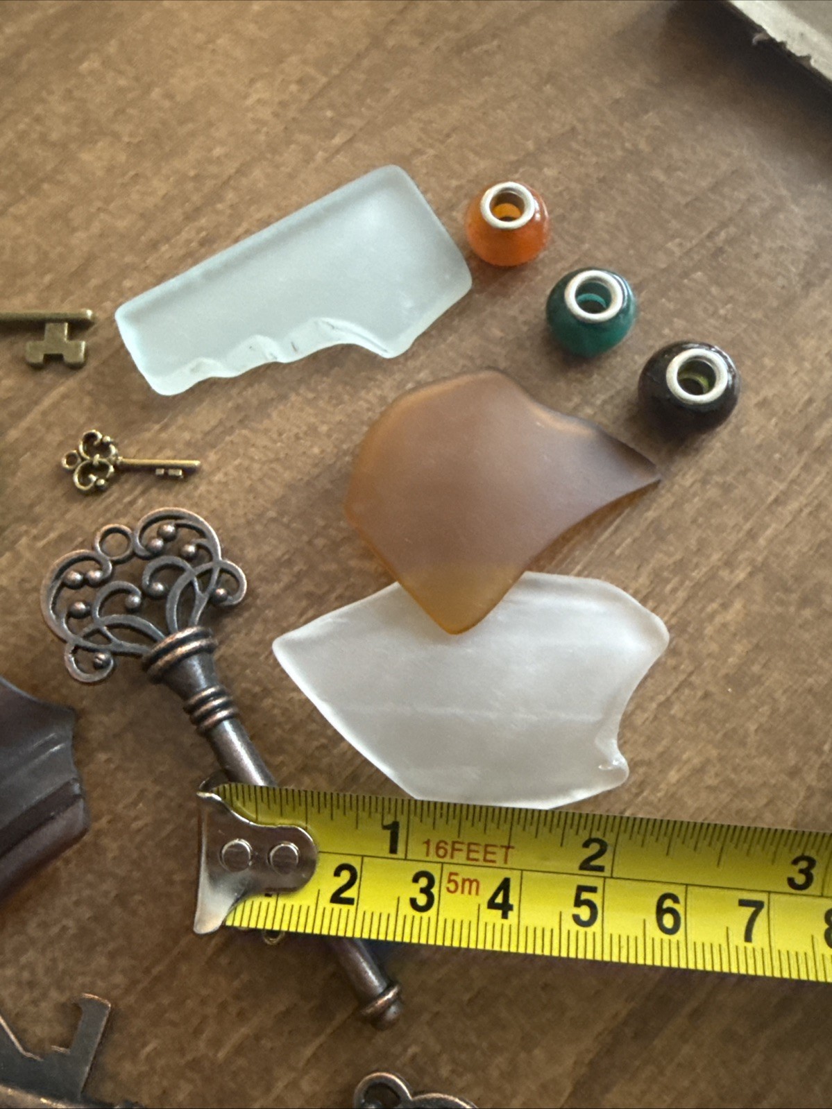 Lot Skeleton Keys And Other Keys Lake Michigan Colorful Beach Glass Beads etc