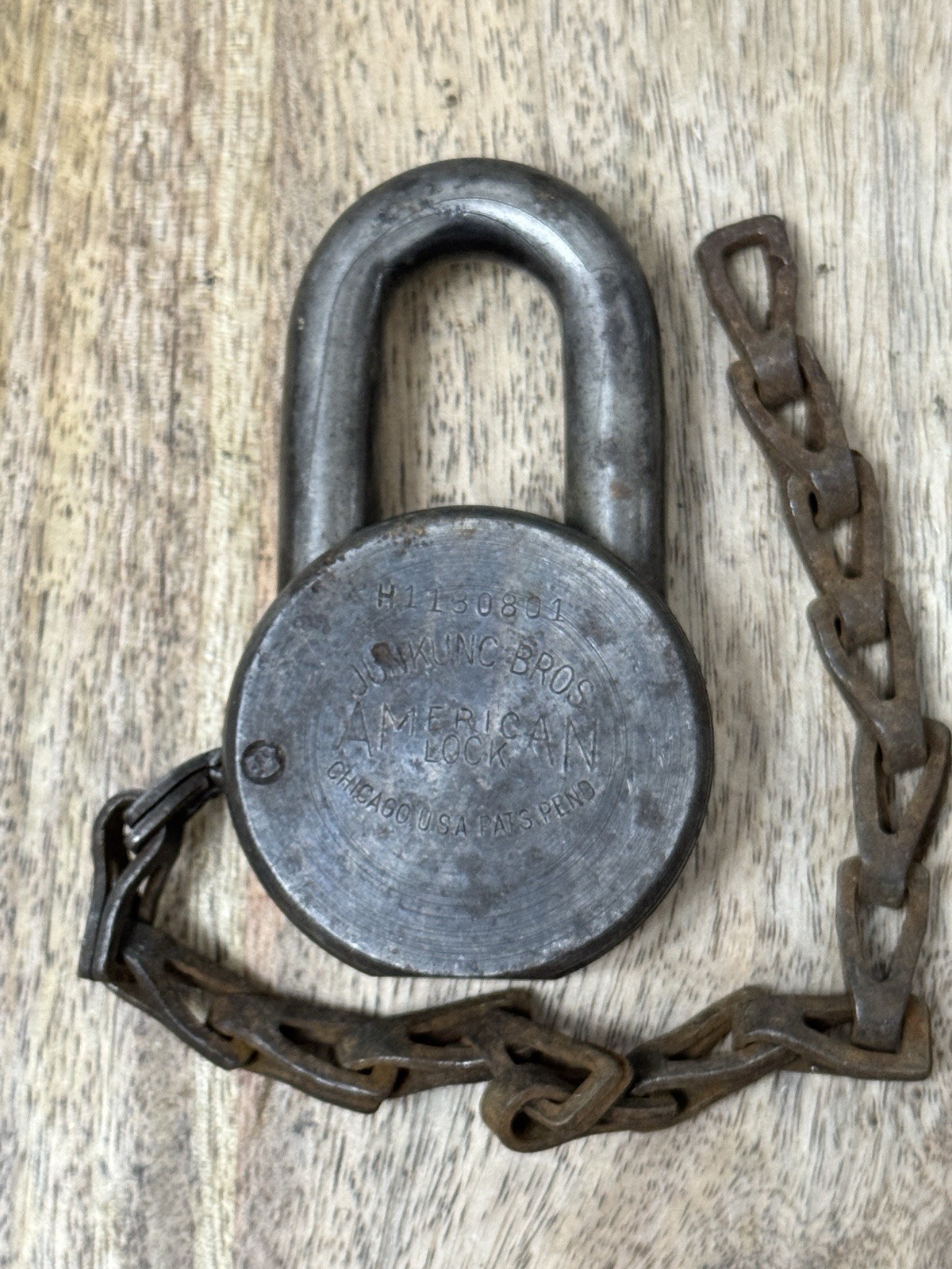 Vintage Old American Junkunc Bros Padlock Lock No Key