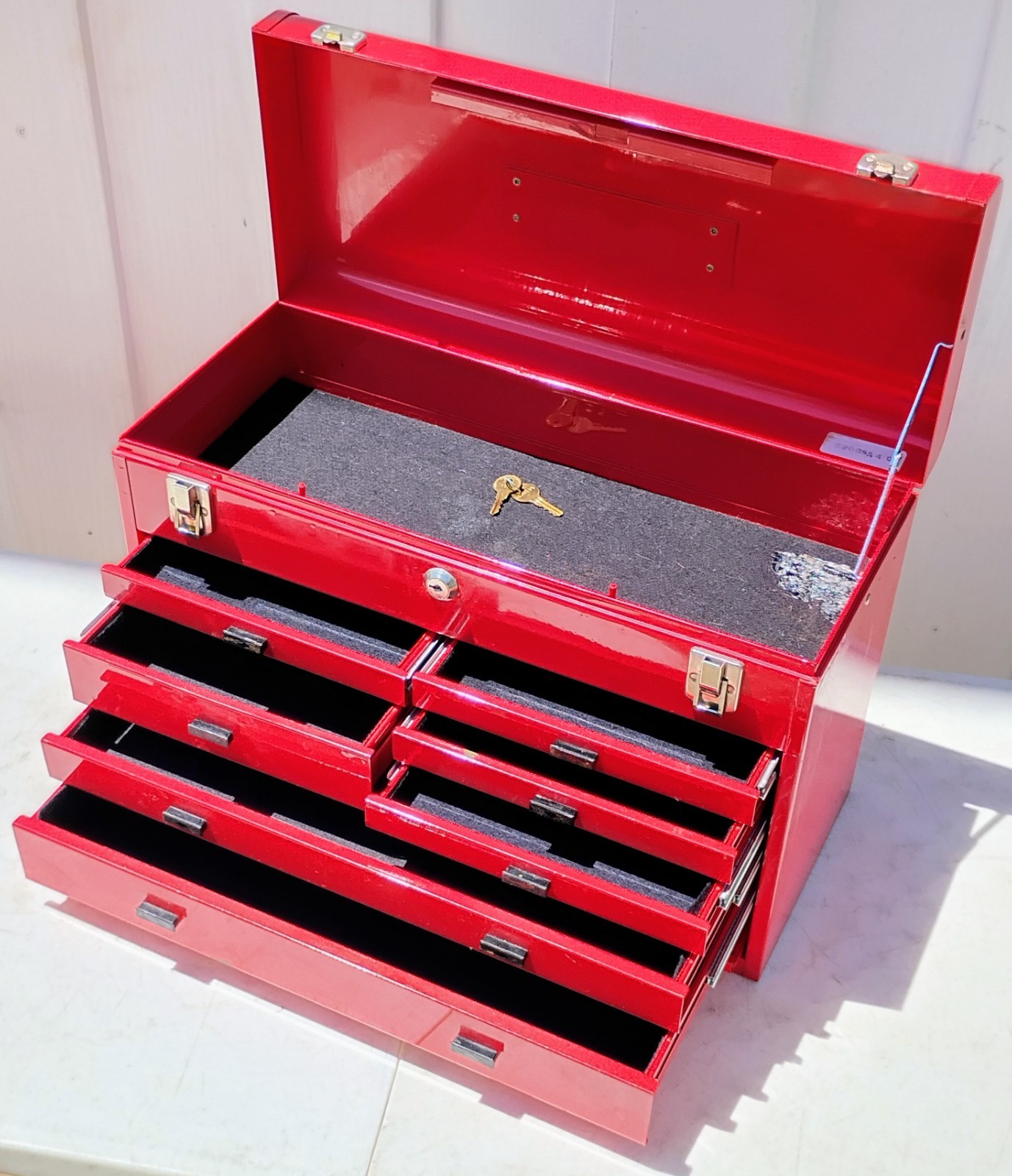 KENNEDY MACHINIST TOOL BOX RED 7 DRAWER MODEL 520 2 KEYS CHEST USA GOVT SURPLUS