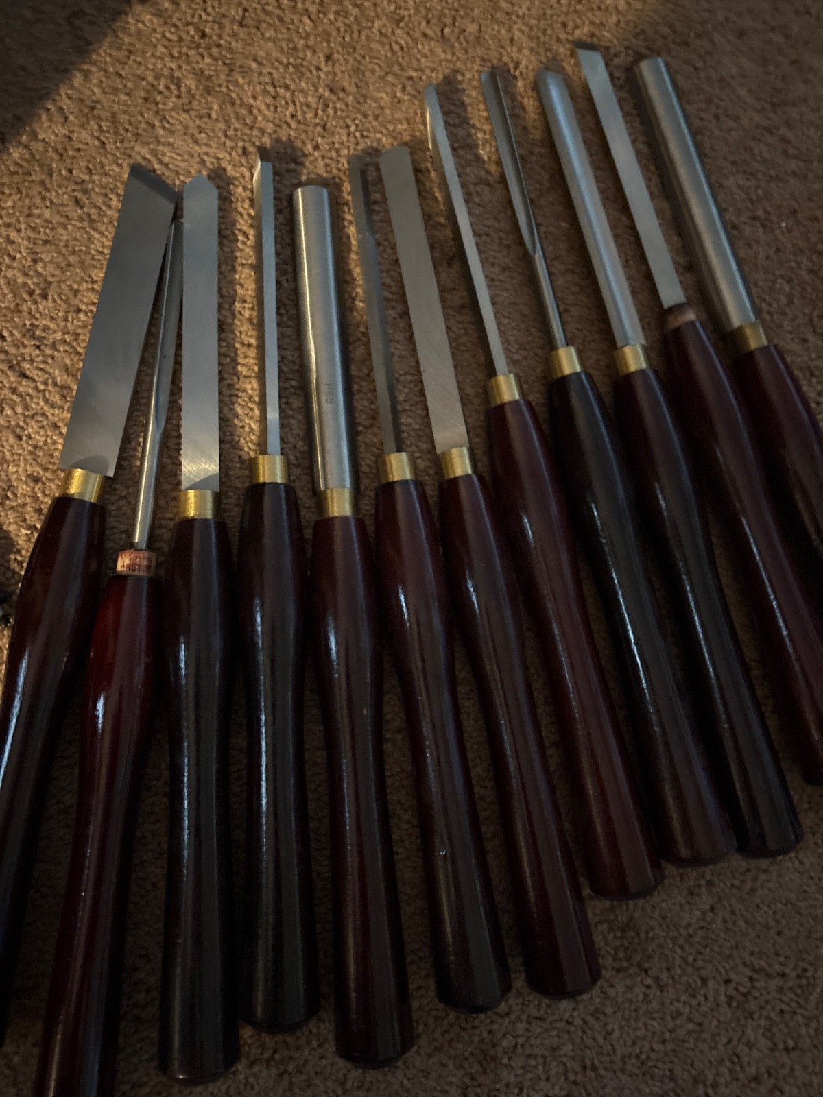 12 pieces-NO CASE-HSS Steel Wood Lathe Chisel, Eucalyptus Handles (NO CASE)