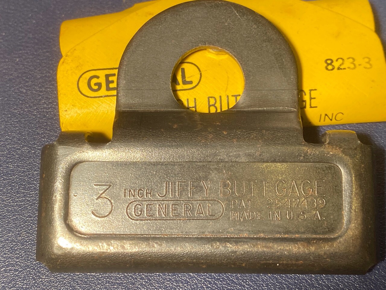 Vintage Heavy General HDWE. No.823-3” Jiffy Butt Gauge & Case NYC USA