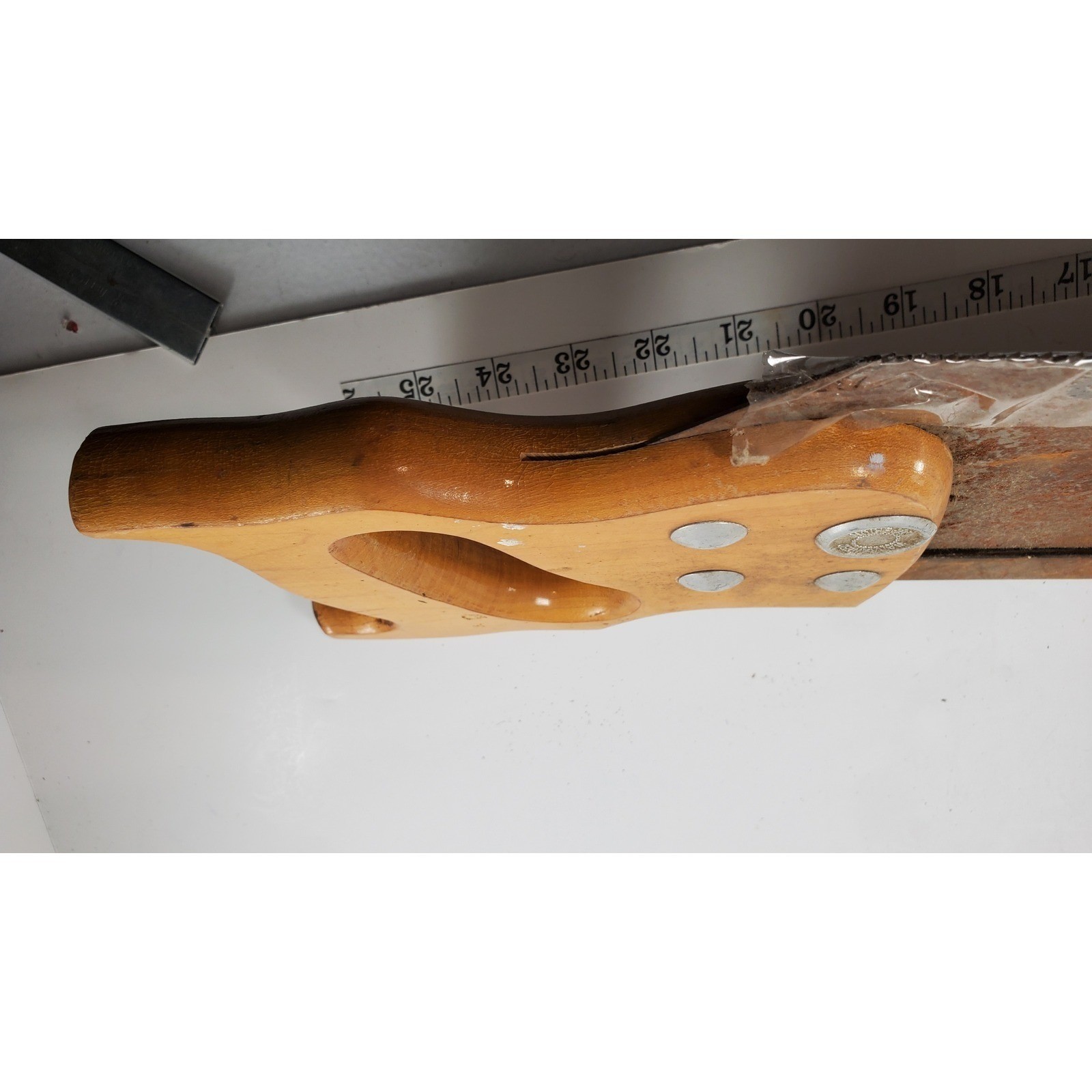 Vintage Hand Saw Wood Handle 28″ Carpentry Tool Rusty Patina