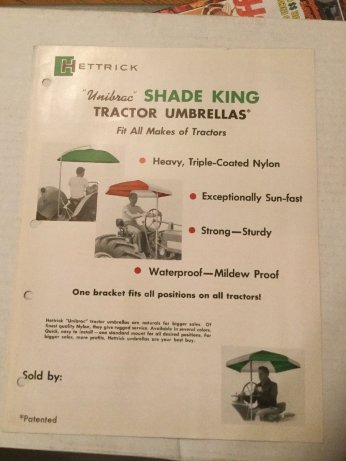 HETTRICK MANUFACTURING CO. TOLEDO 1 OHIO SHADE KING umbrellas original 1960 era