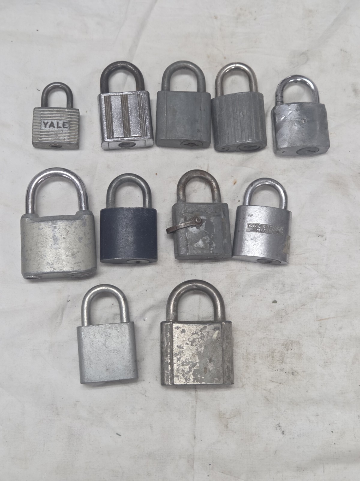 11 Pc Vintage Yale Bilt Rite Chicago Tru Test OK Padlock Lock Lot No Keys