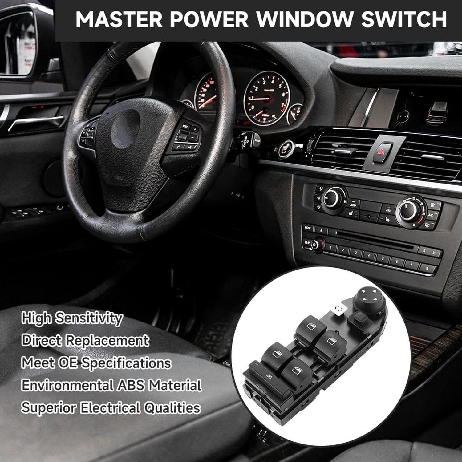 Front Left Driver Side Master Power Window Switch – Compatible for BMW X3 2.5…