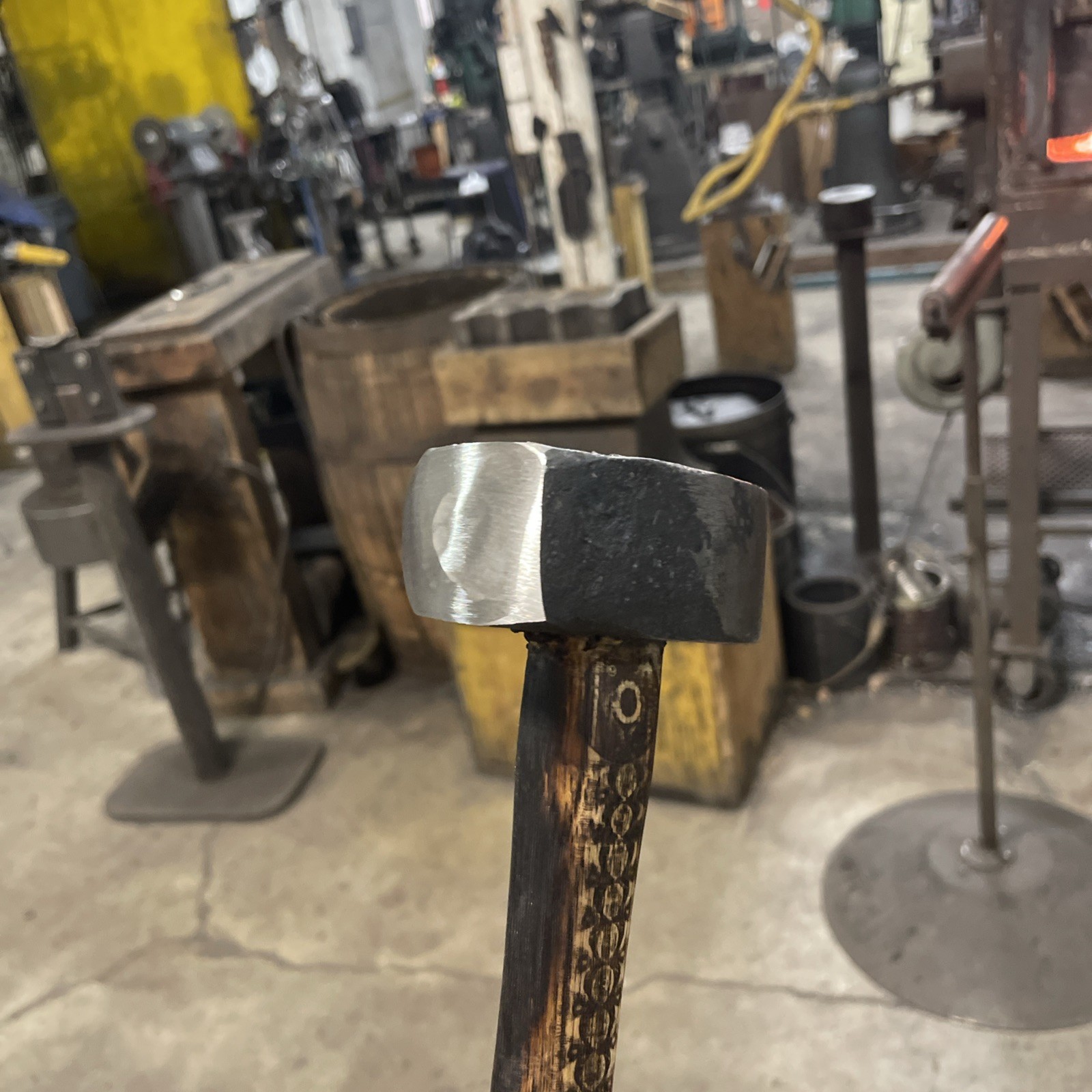 Big O Forge: 2.2Lb Dark Engraved Straight Peen (wide) 1045 Steel Hand Forged USA