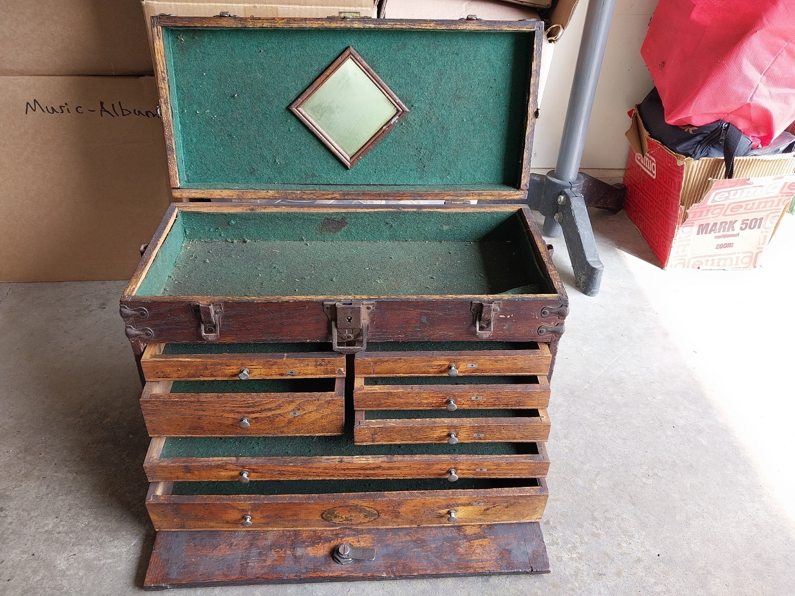 Vintage John G. Purs (George Scherr) Wooden Machinist Tool Chest