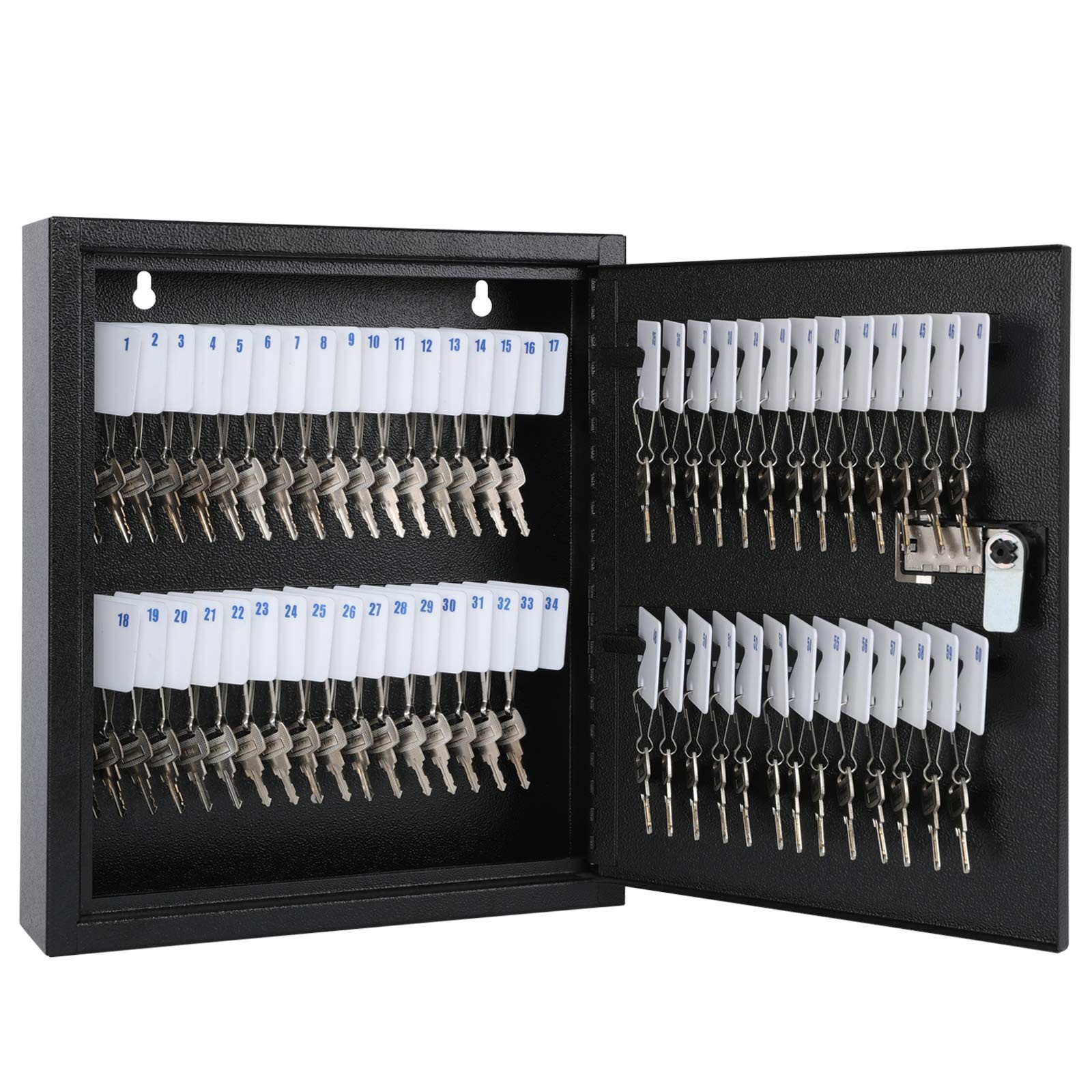 KYODOLED Key Box, Wall Mount 60 Cabinet, 60 Keys, Black-60k(combo Lock)
