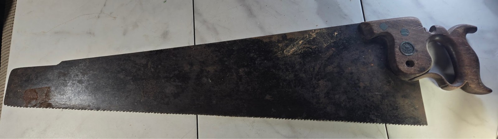 Antique Spear & Jackson Sheffield 29″ Thumbhole Rip Hand Saw 5 TPI Restorable
