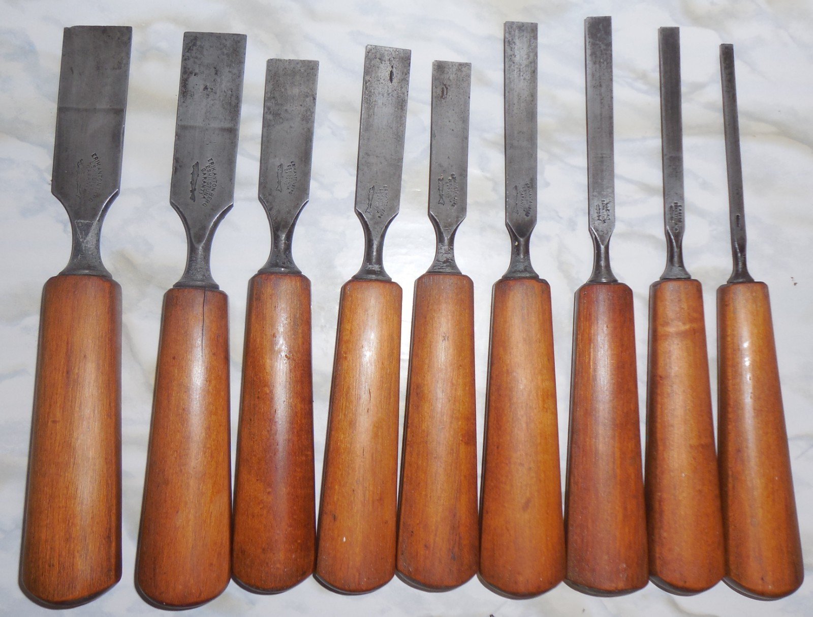 Vintage Erik Anton Berg Ekilstuna Garanti 9pc Chisel Set
