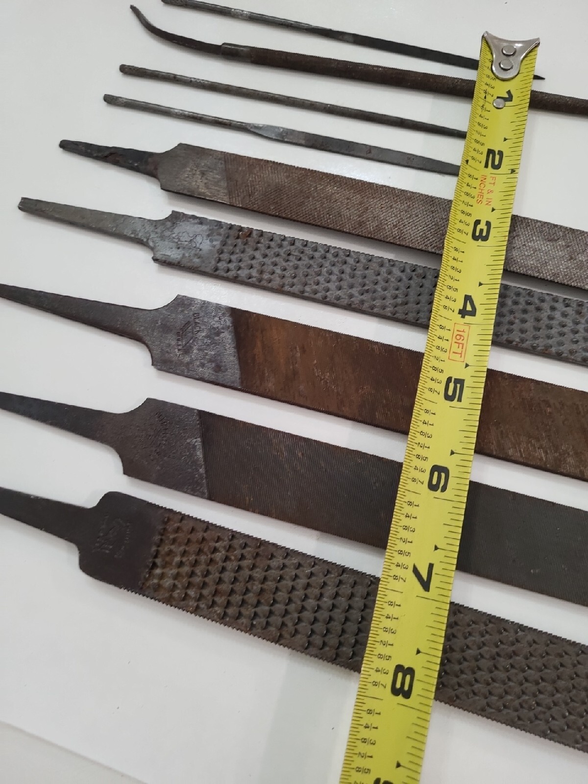File Mix Lot 9 Black Diamond Nicholson & More Old Rusty Hand Tool Vtg. USA