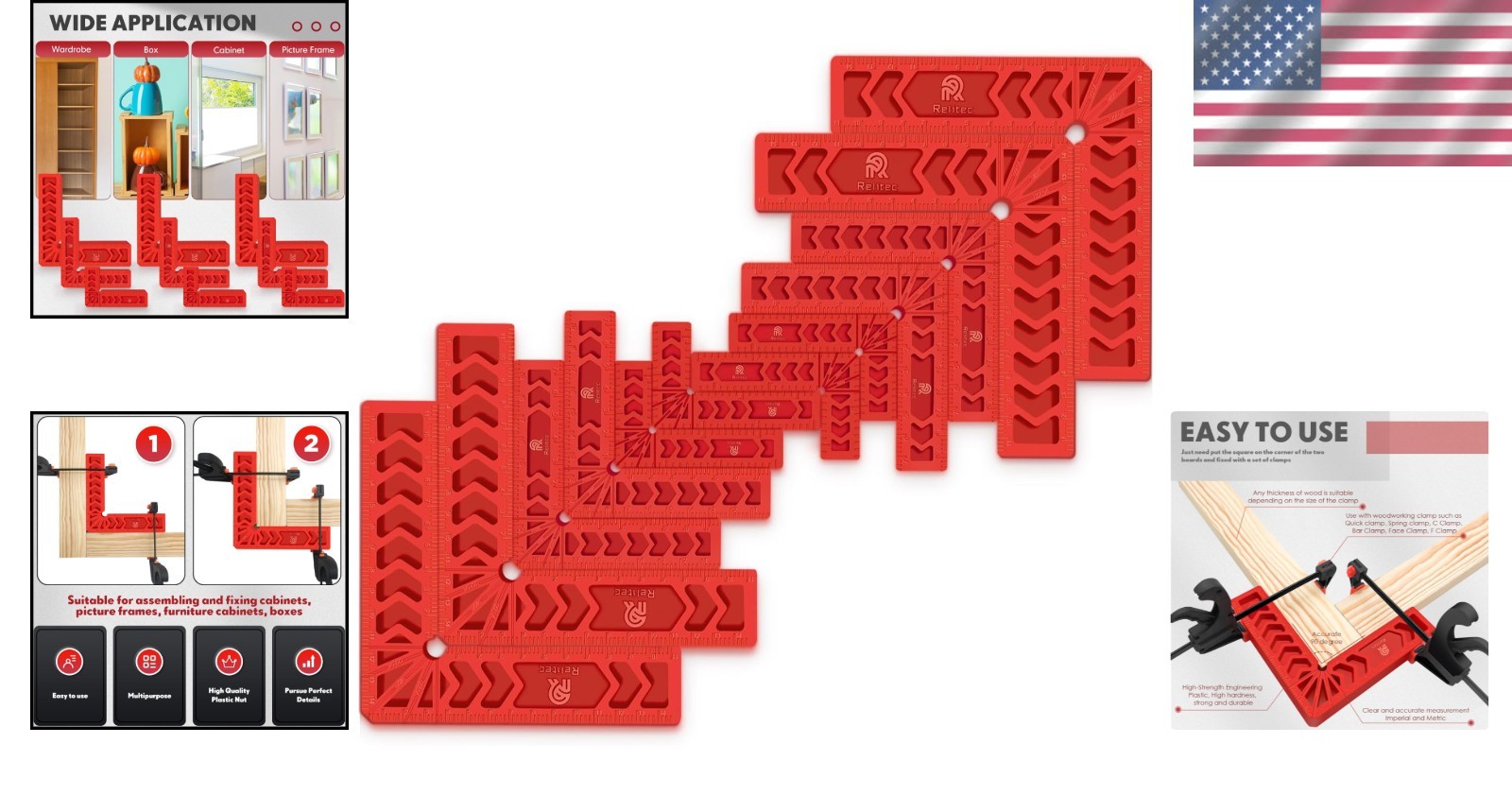 Versatile 90-Degree Positioning Squares for Accurate Woodworking – Set of 12