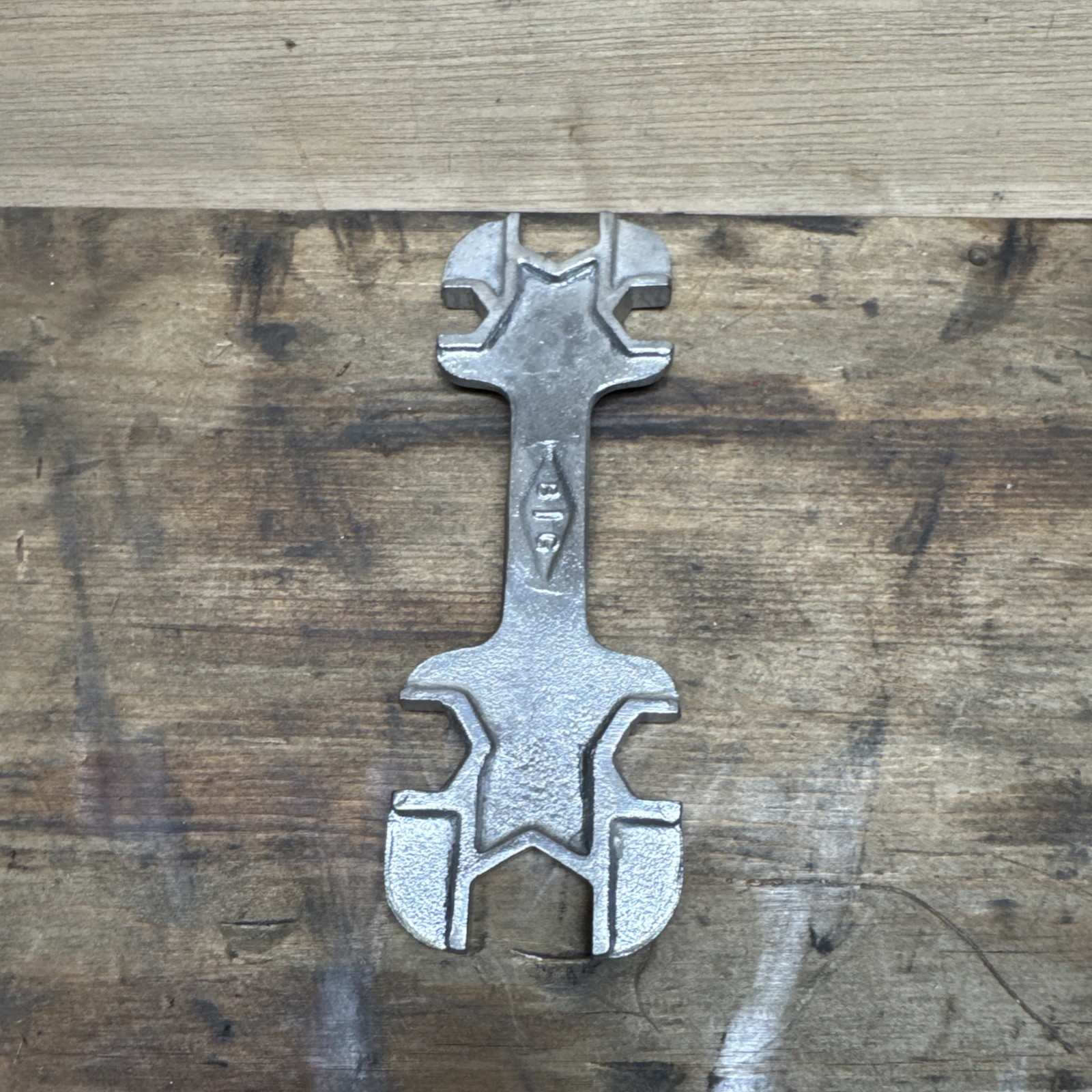 Vintage B. I. G. imperial sizes bicycle type spanner, 6 1/4″ long.