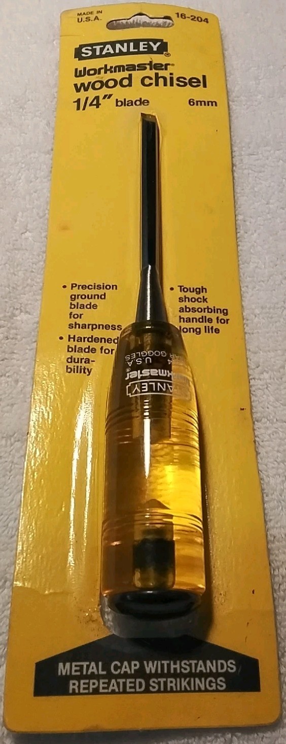 16-204 STANLEY” WORK MASTER ” 1/4″WOOD CHISEL WITH METAL CAP USA 🇺🇸