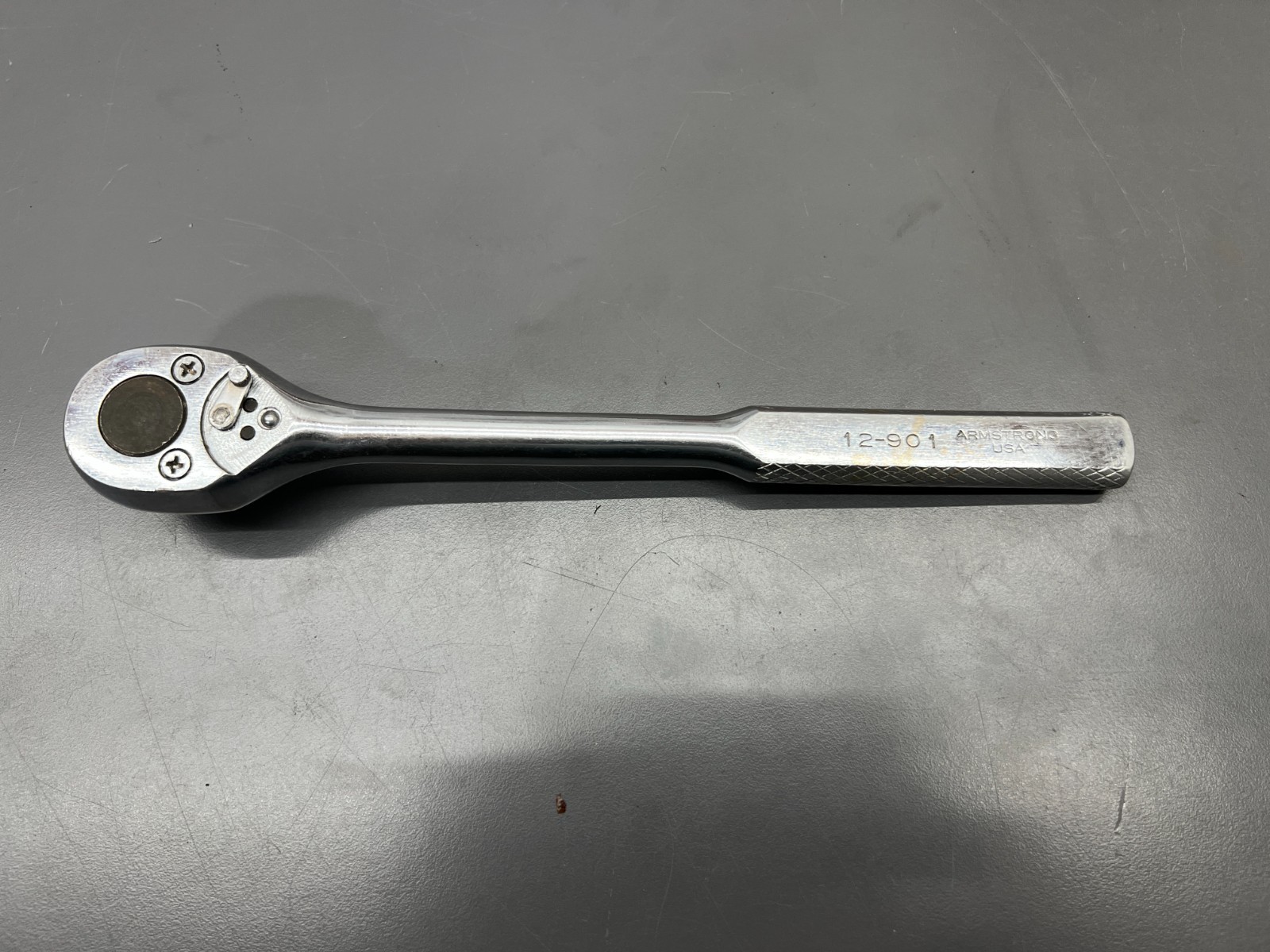 (o) VINTAGE ARMSTRONG 12-901 1/2″ DRIVE HEAVY DUTY RATCHET 10.5″ – VGC – USA