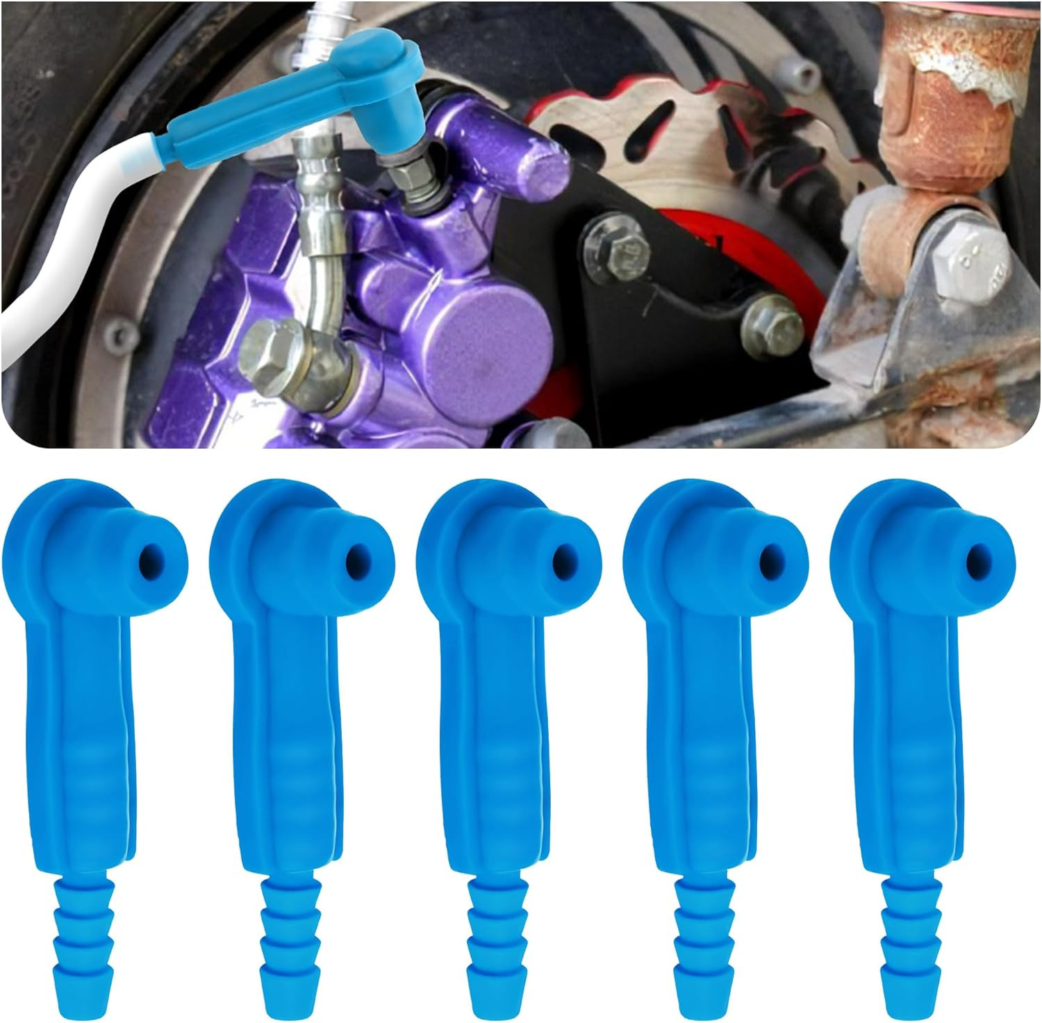5PCS Brake Bleeder Adapter Kit,Professional Brake Bleeder Vacuum Pump Pipe Conne